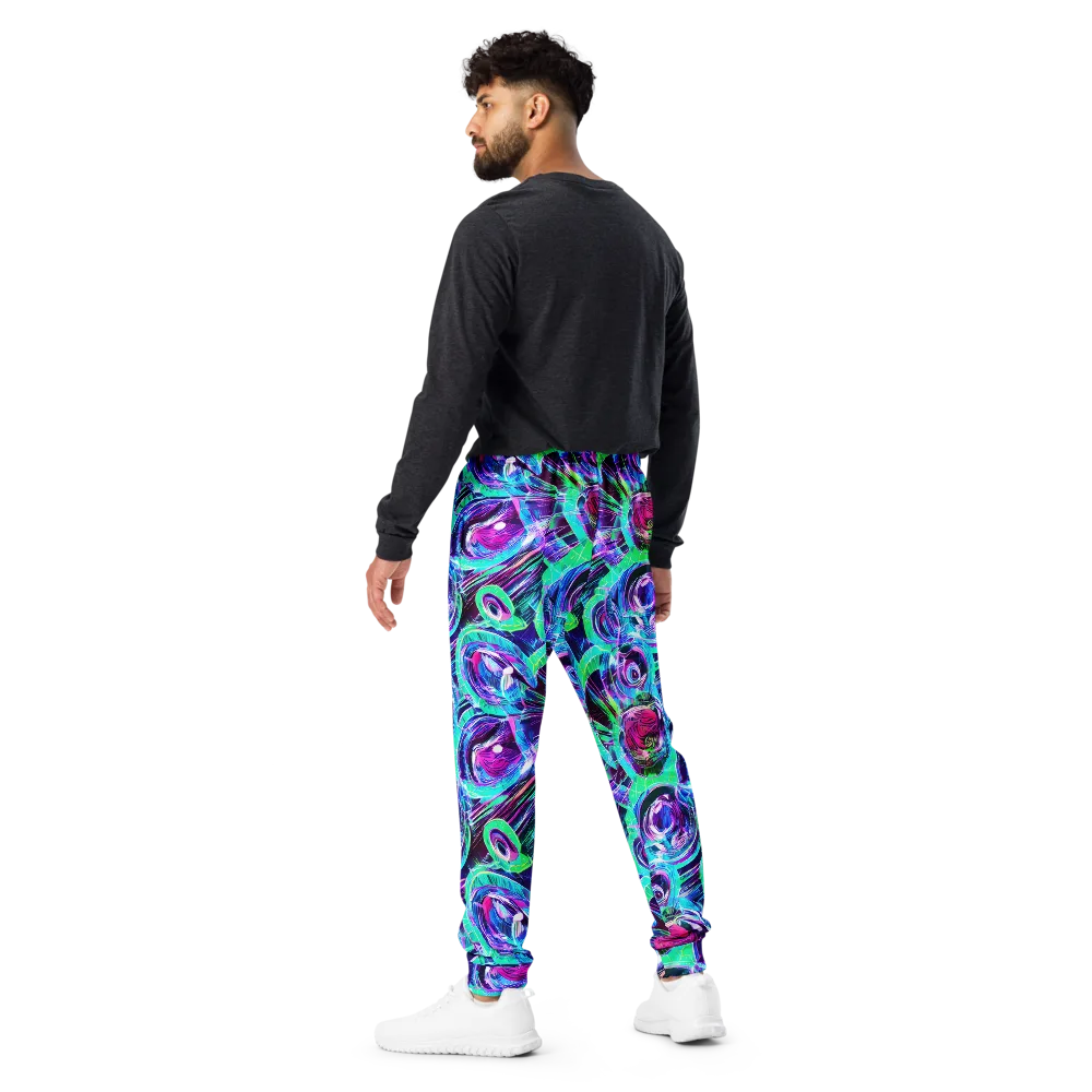 Digital Tidal Wave on Men's Joggers — Back