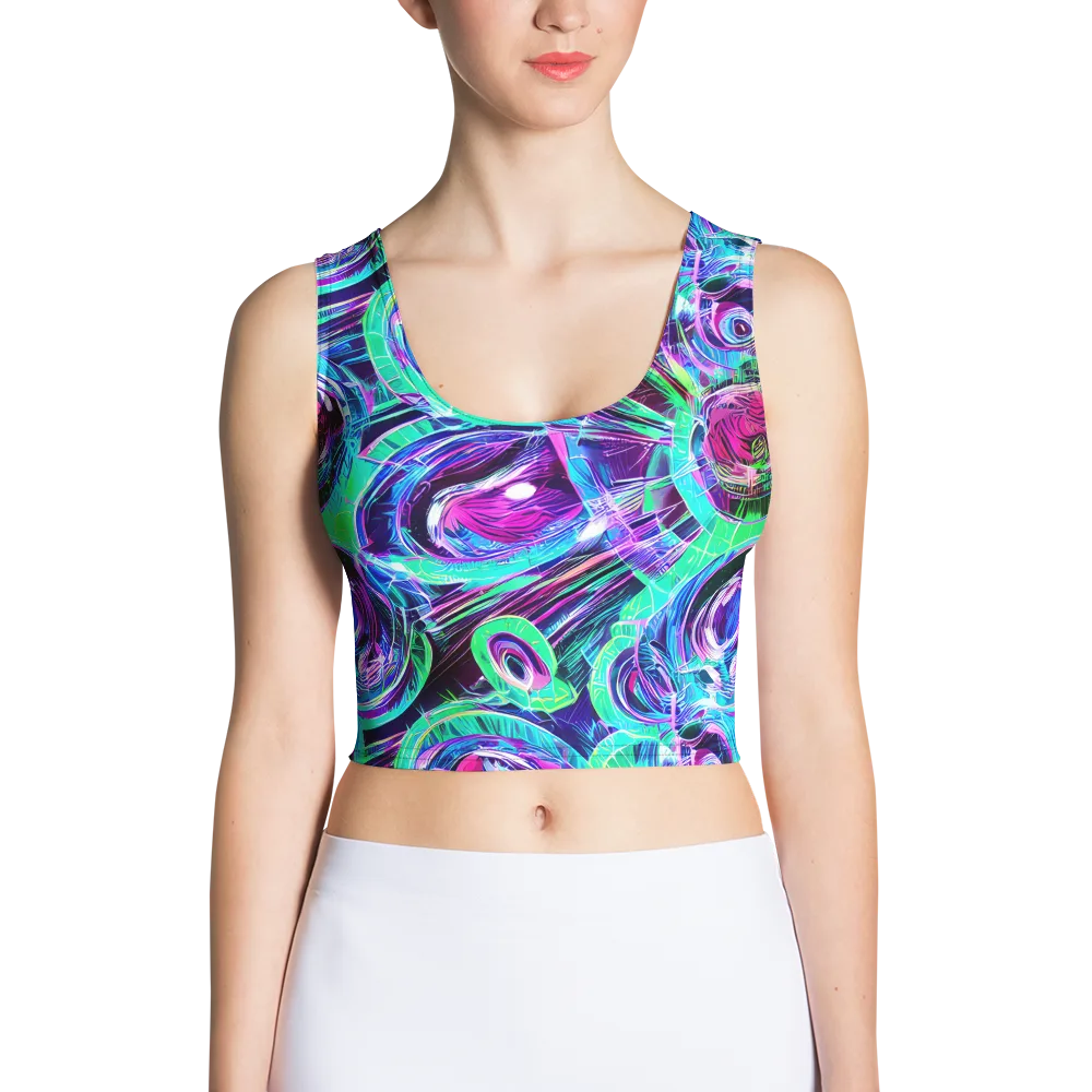 Digital Tidal Wave on Crop Top — Front