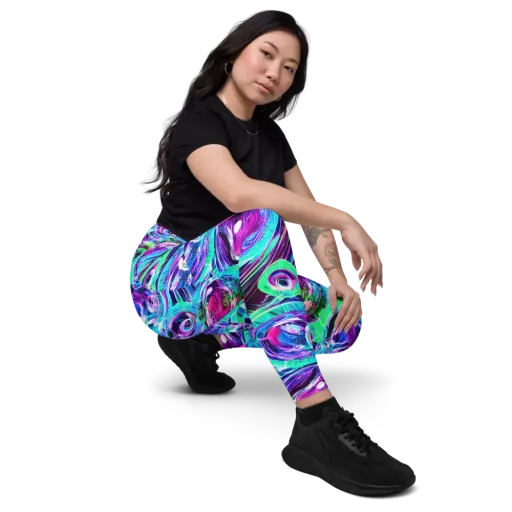 Digital Tidal Wave on a Leggings with Pockets