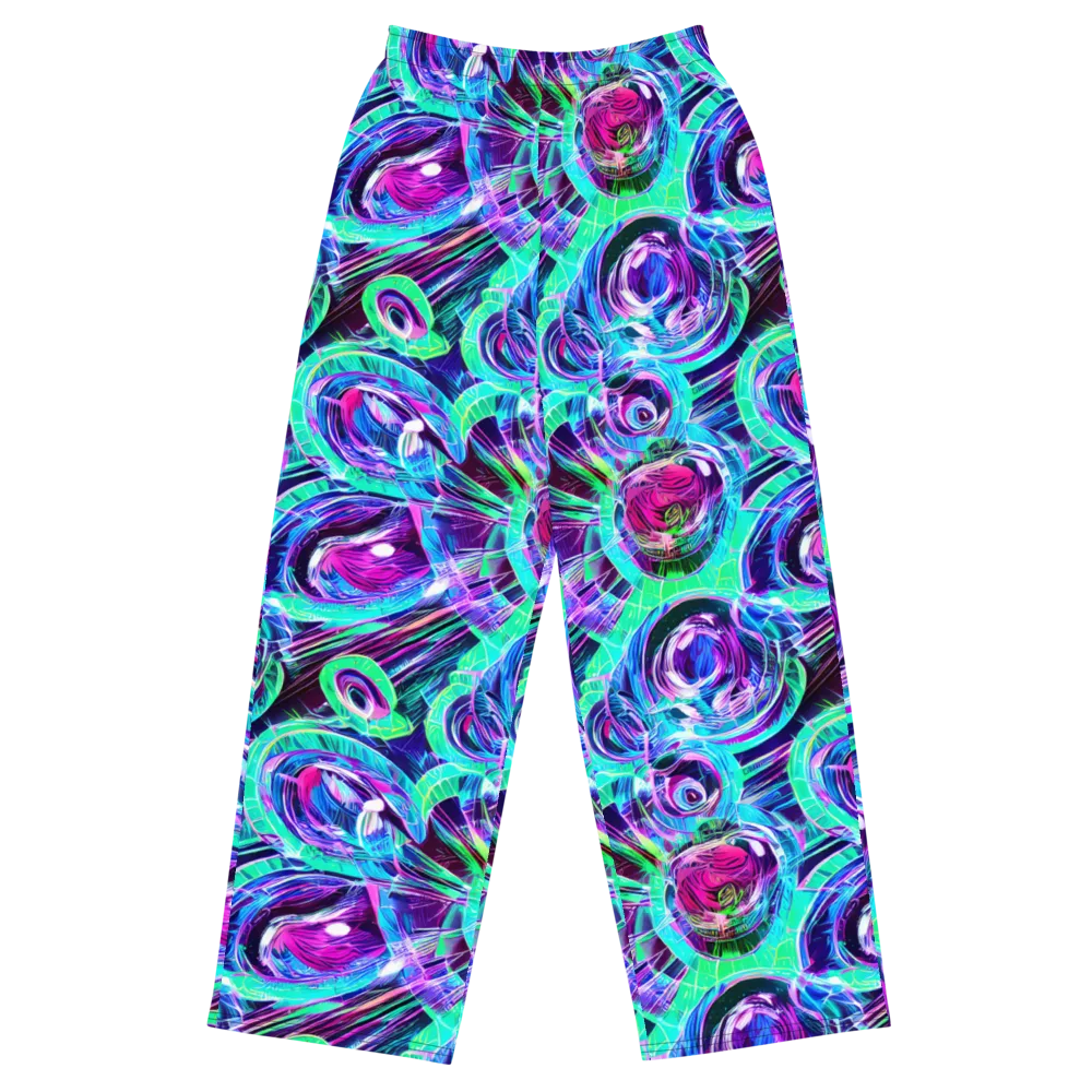 Digital Tidal Wave on Wide-Leg Pants — Front