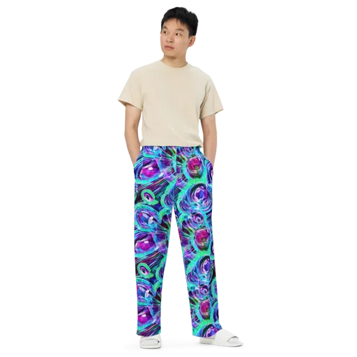 Digital Tidal Wave on a Wide-Leg Pants