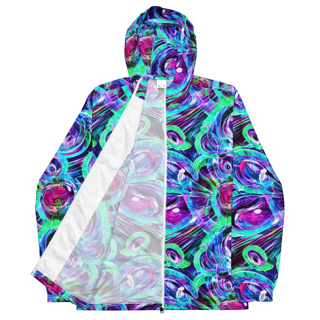 Digital Tidal Wave on Men's Windbreaker — Front