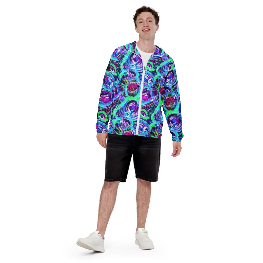 Digital Tidal Wave on Men's Windbreaker — Front