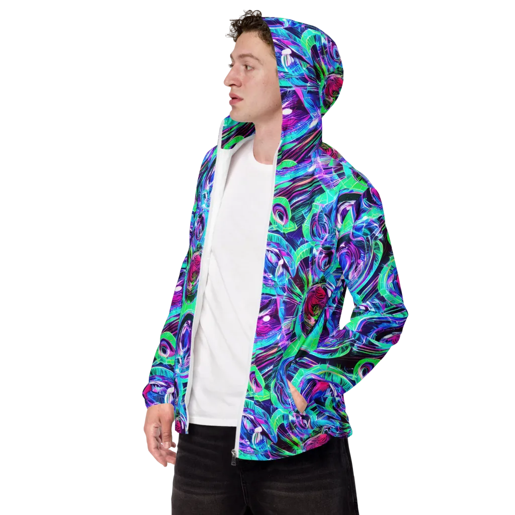 Digital Tidal Wave on Men's Windbreaker — Left Front