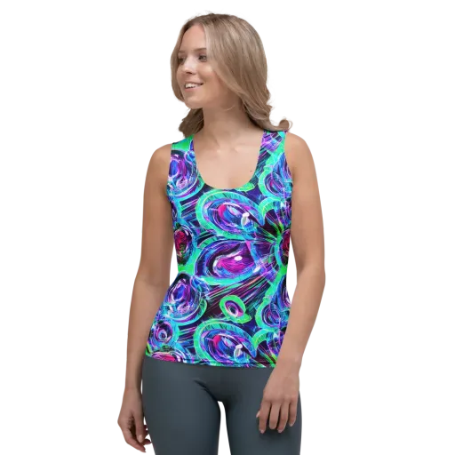 Digital Tidal Wave on a Women's Tank Top