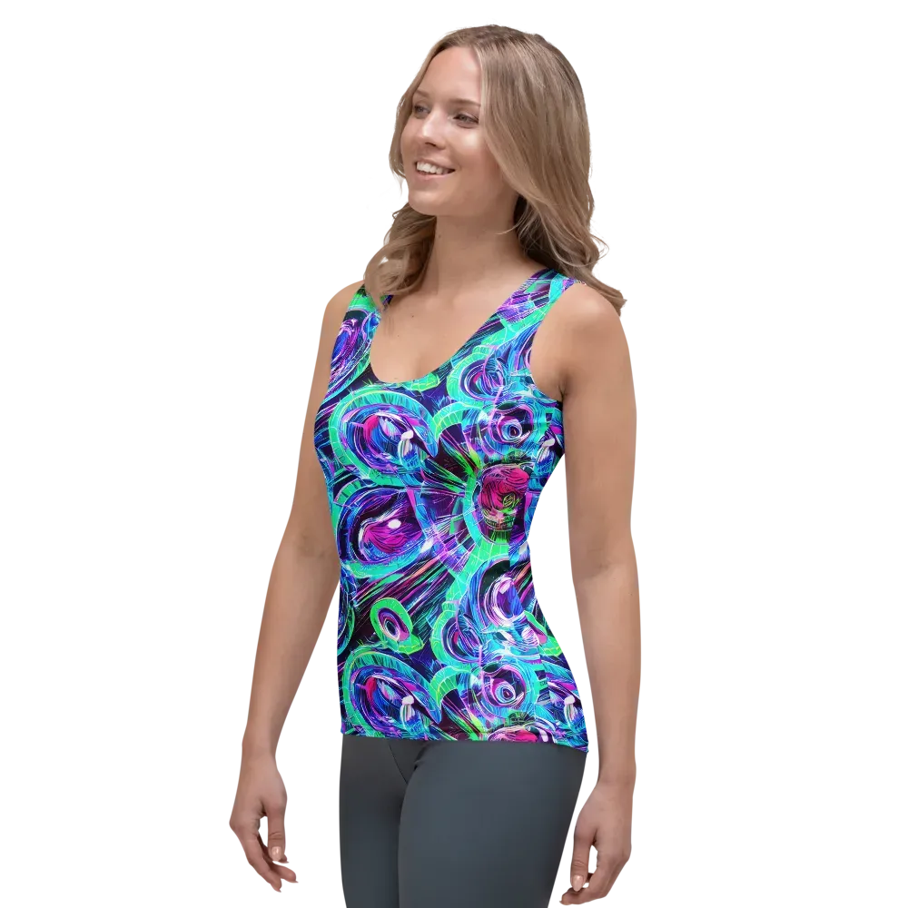 Digital Tidal Wave on Women's Tank Top — Left Front