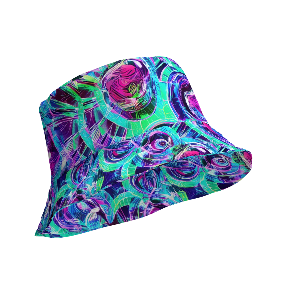 Digital Tidal Wave on Reversible Bucket Hat — Product details Outside