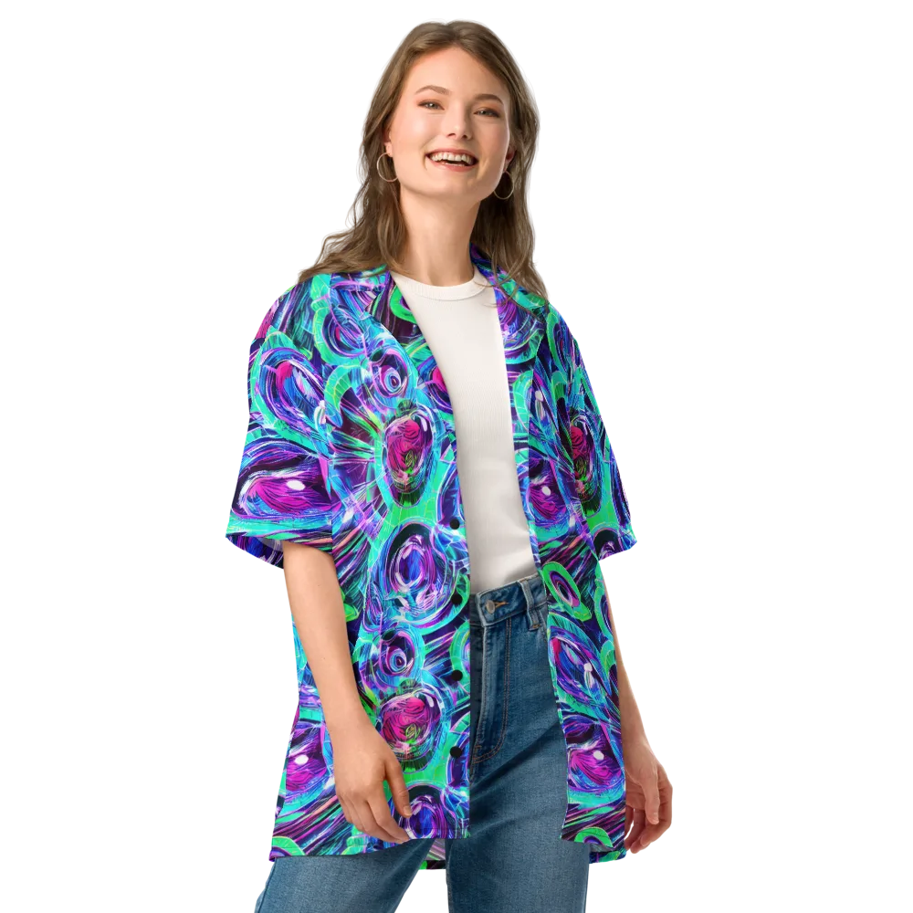 Digital Tidal Wave on Button Shirt — Front