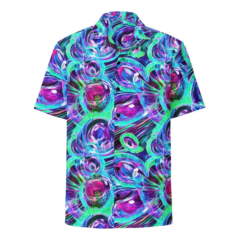 Digital Tidal Wave on Button Shirt — Front