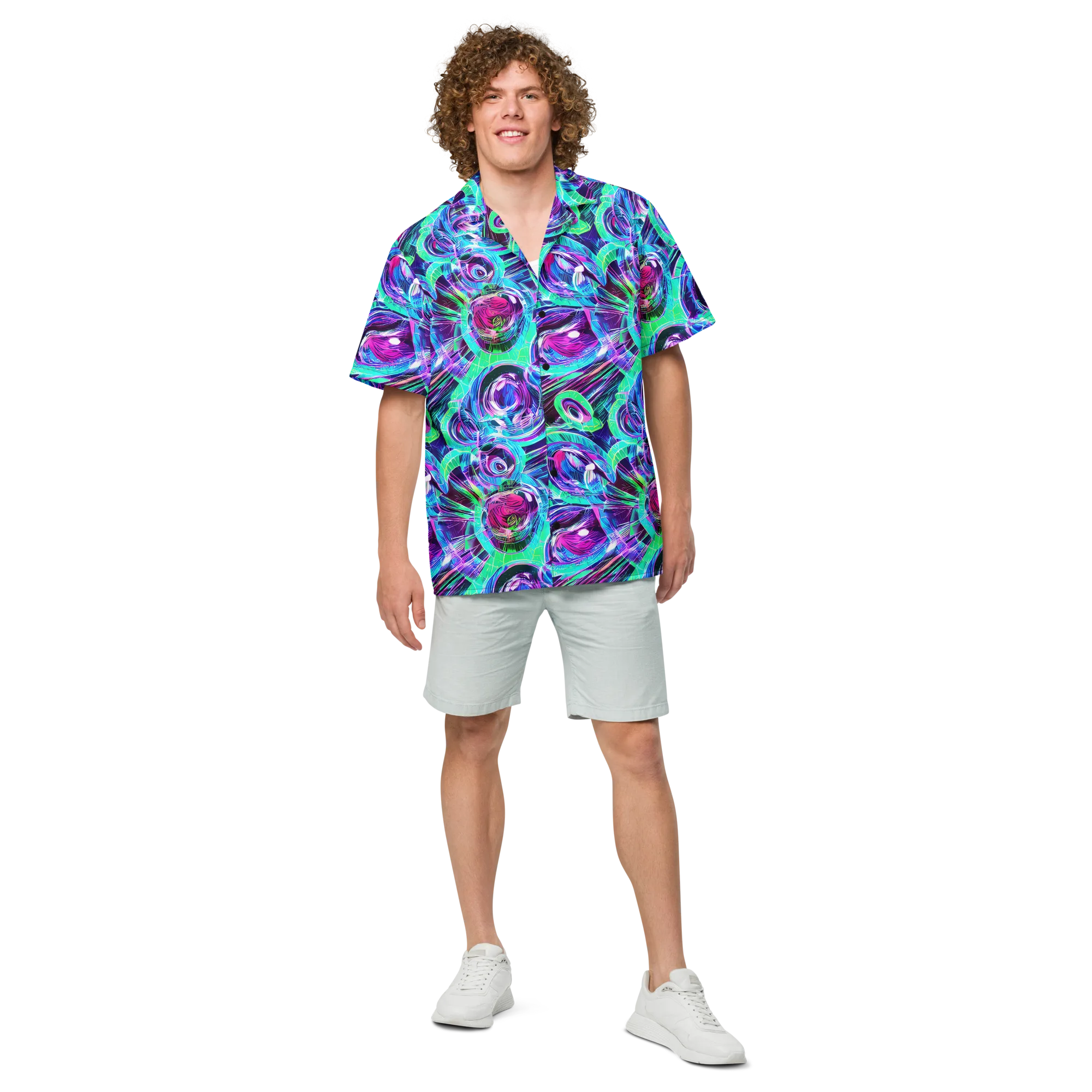 Digital Tidal Wave on Button Shirt — Front