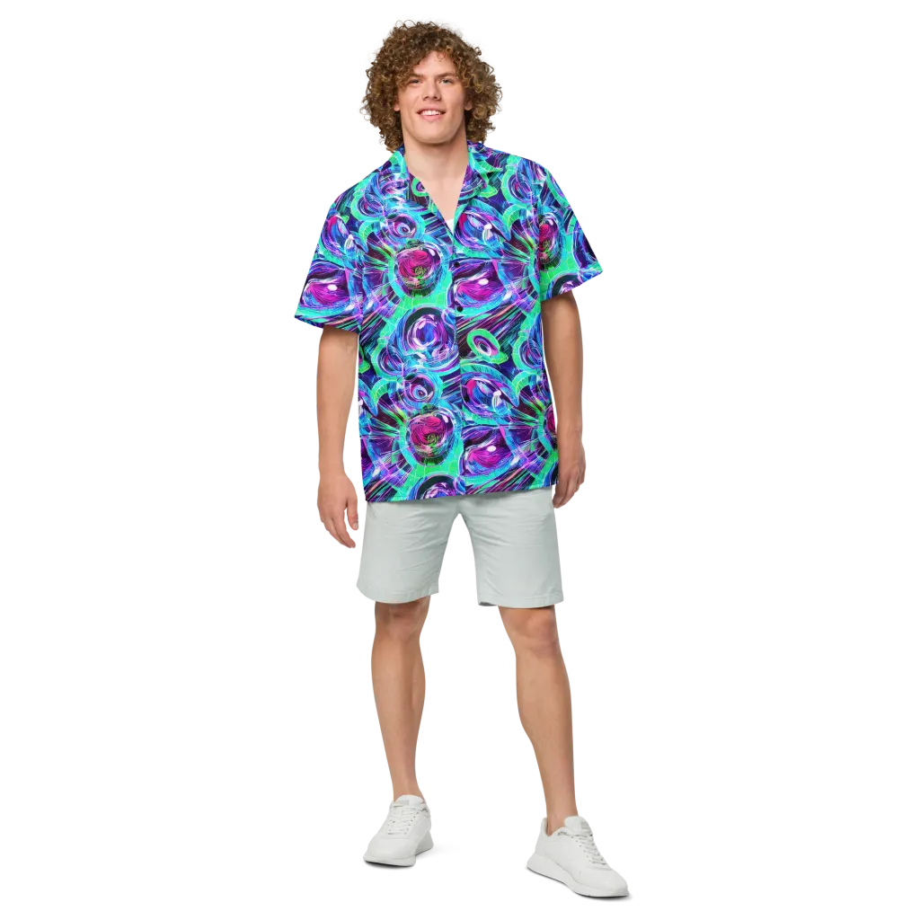 Digital Tidal Wave on Button Shirt — Front
