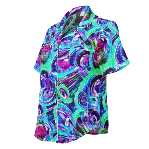 Digital Tidal Wave on a Women's Short Sleeve Pajama Top