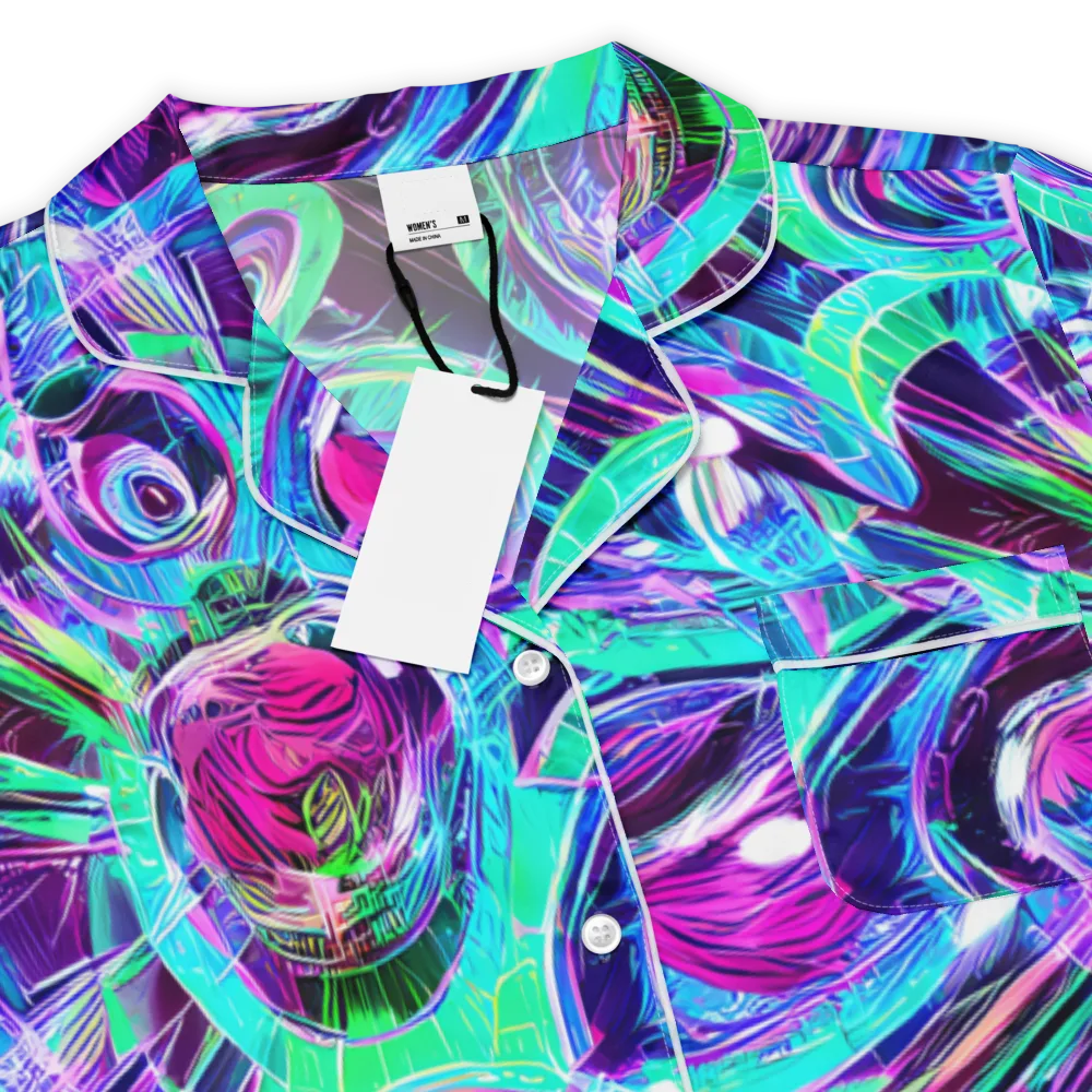 Digital Tidal Wave on Women's Short Sleeve Pajama Top — Product details