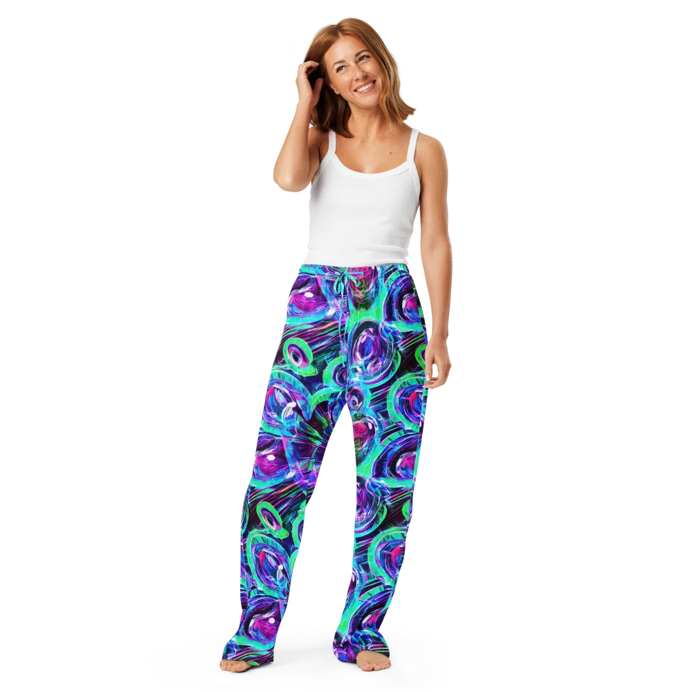 Digital Tidal Wave on Women's Pajama Pants — Front