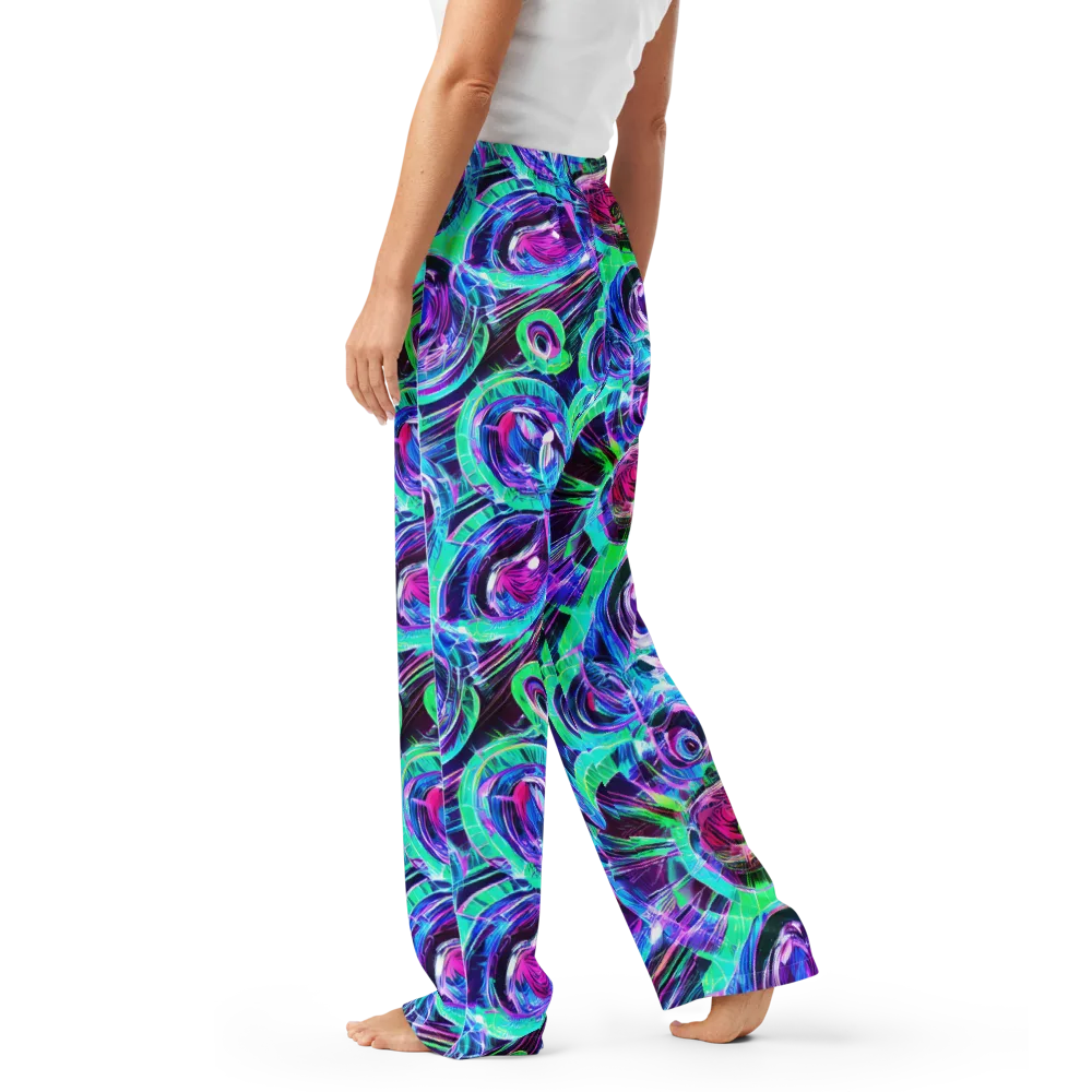 Digital Tidal Wave on Women's Pajama Pants — Left