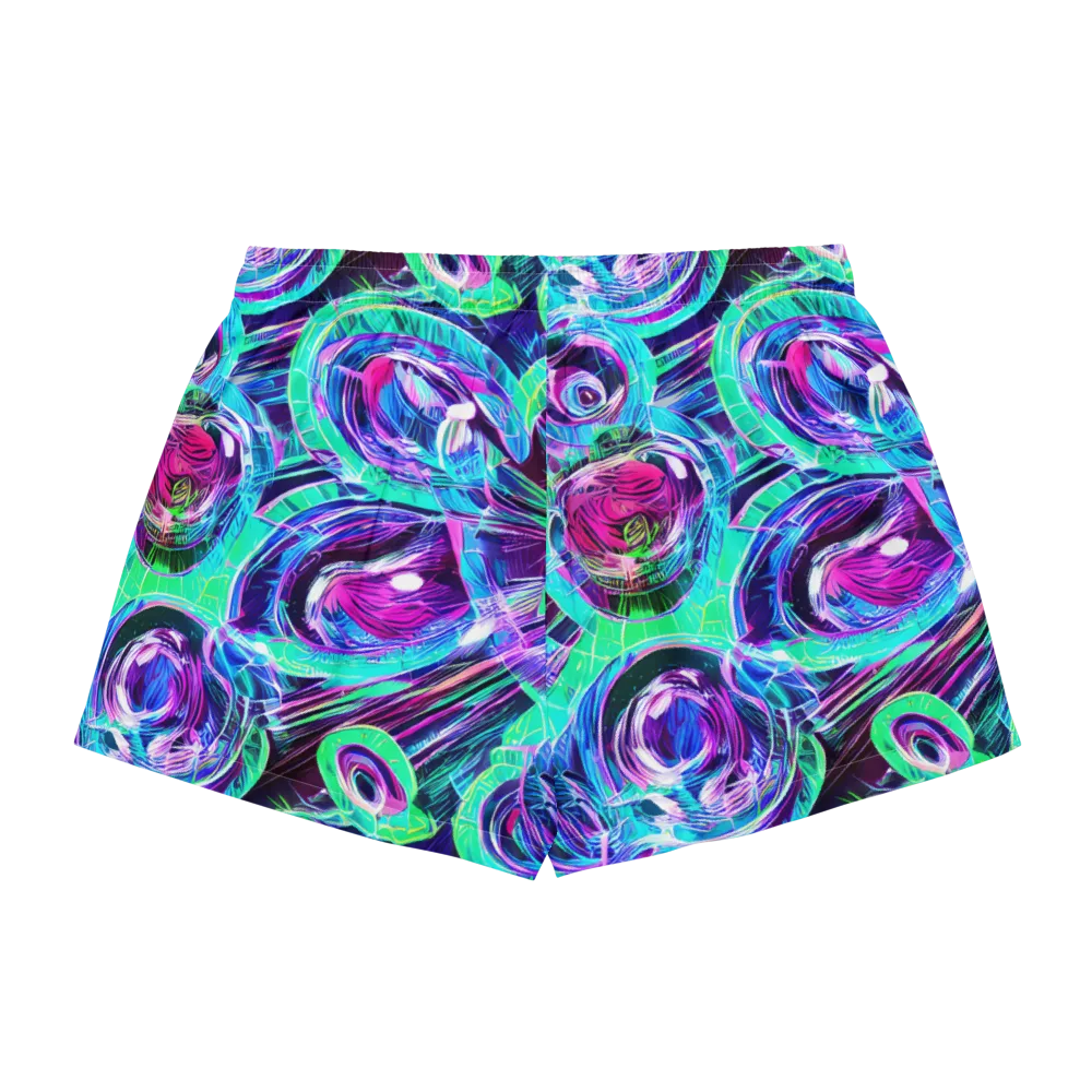 Digital Tidal Wave on Women's Pajama Shorts — Back