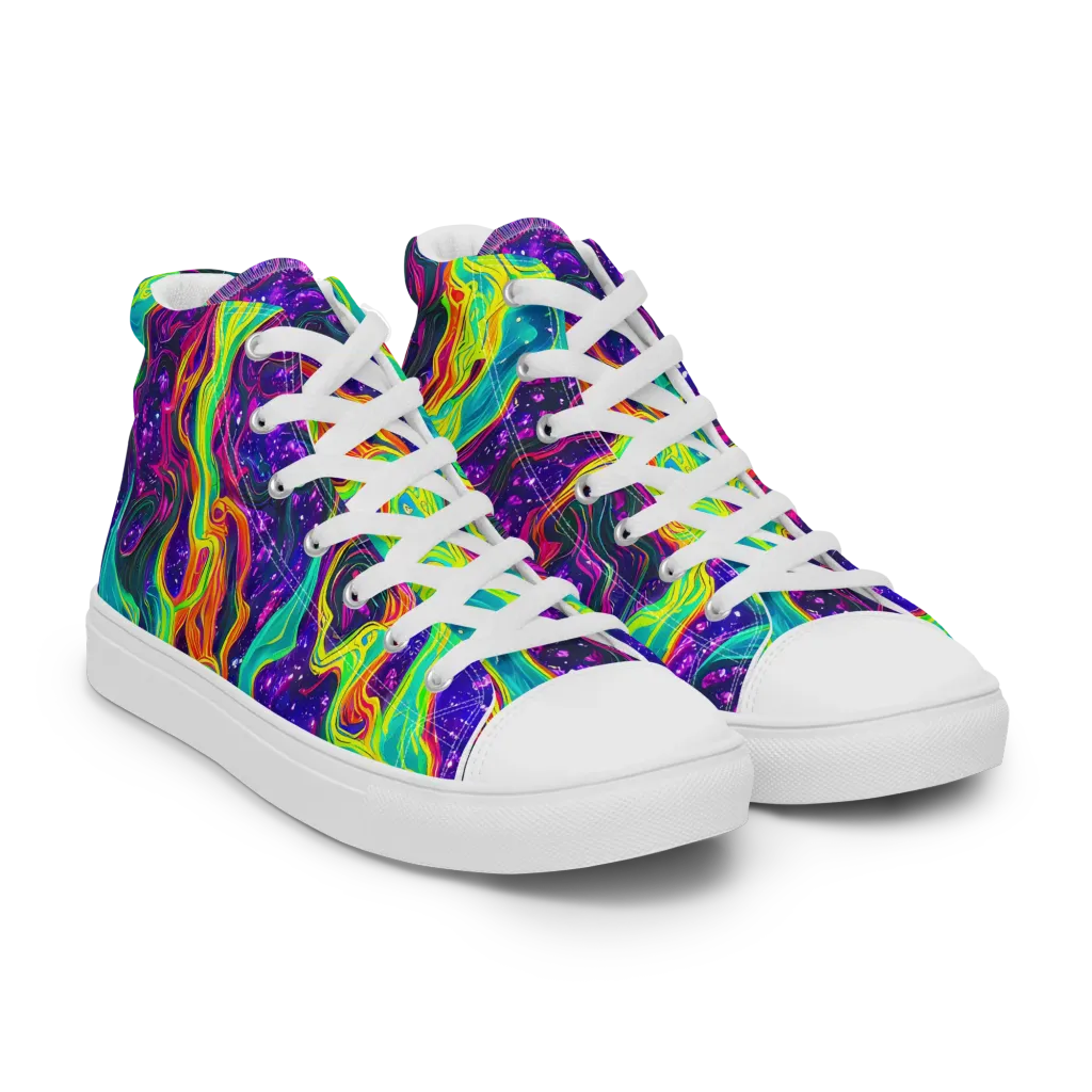 Infinite Ink on Men's High Top Canvas Shoes — Right Front