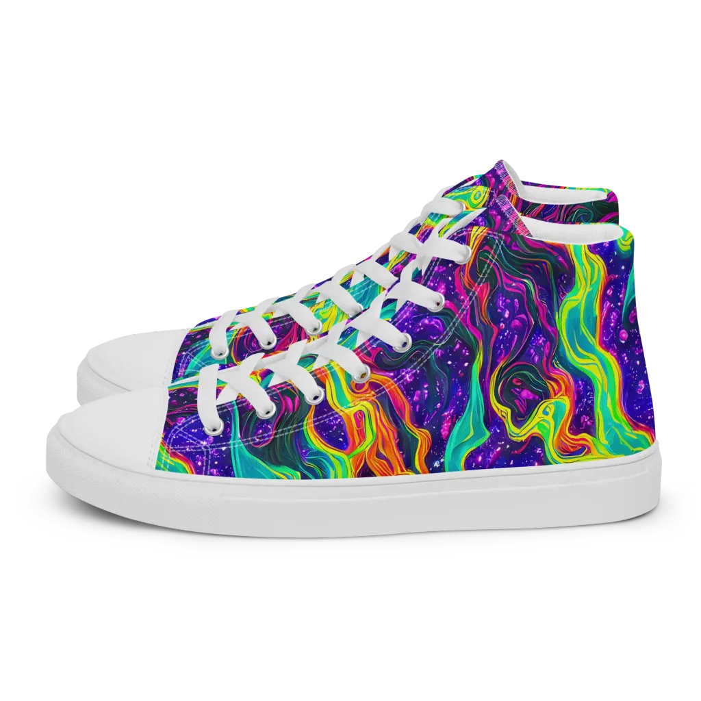 Infinite Ink on Men's High Top Canvas Shoes — Left