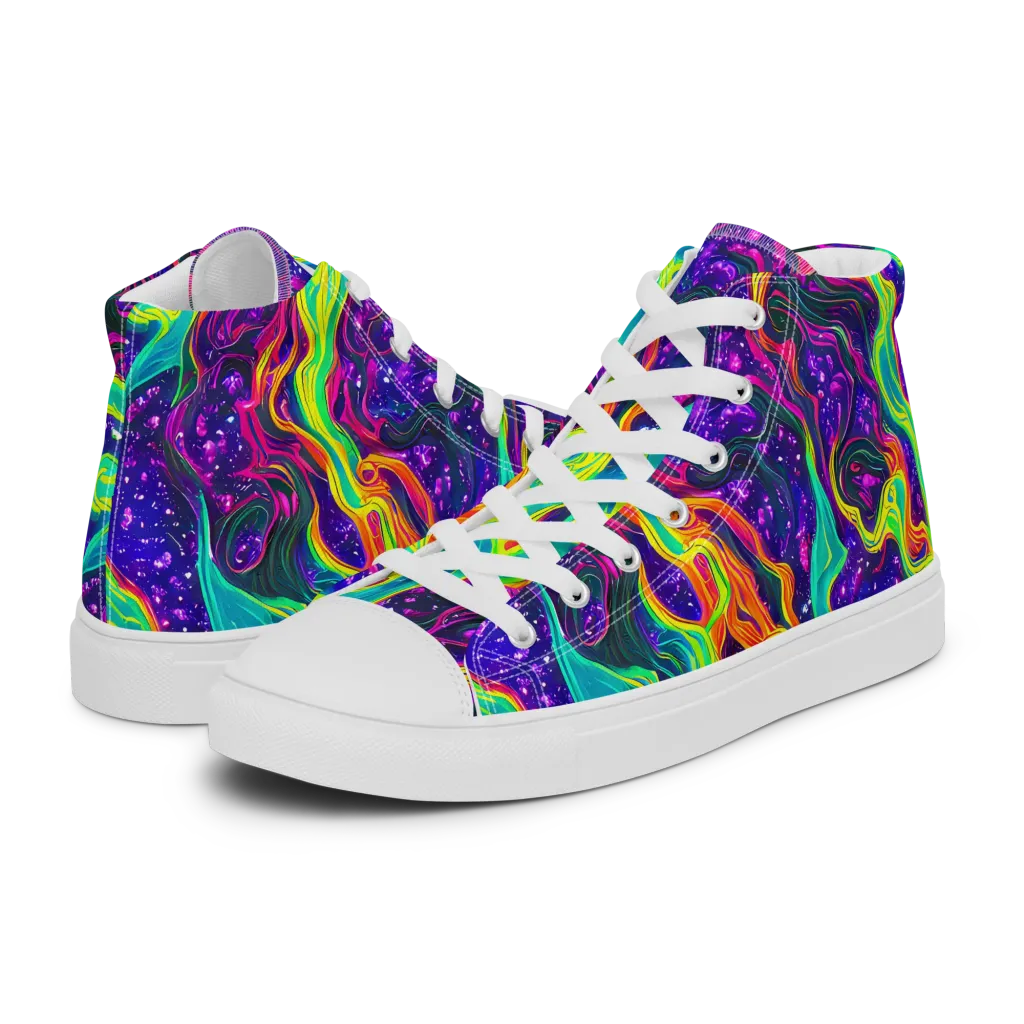 Infinite Ink on Men's High Top Canvas Shoes — Left