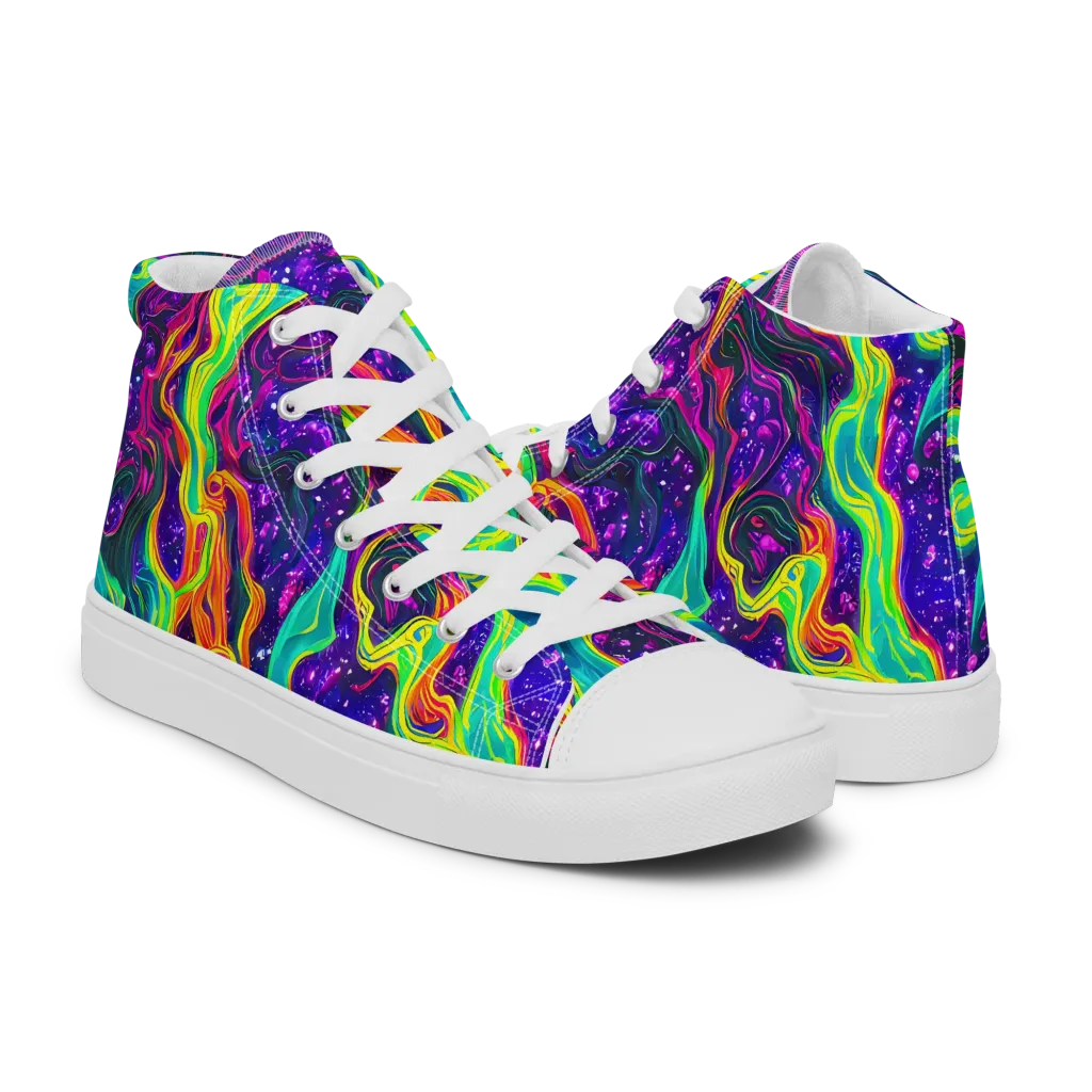 Infinite Ink on Men's High Top Canvas Shoes — Right