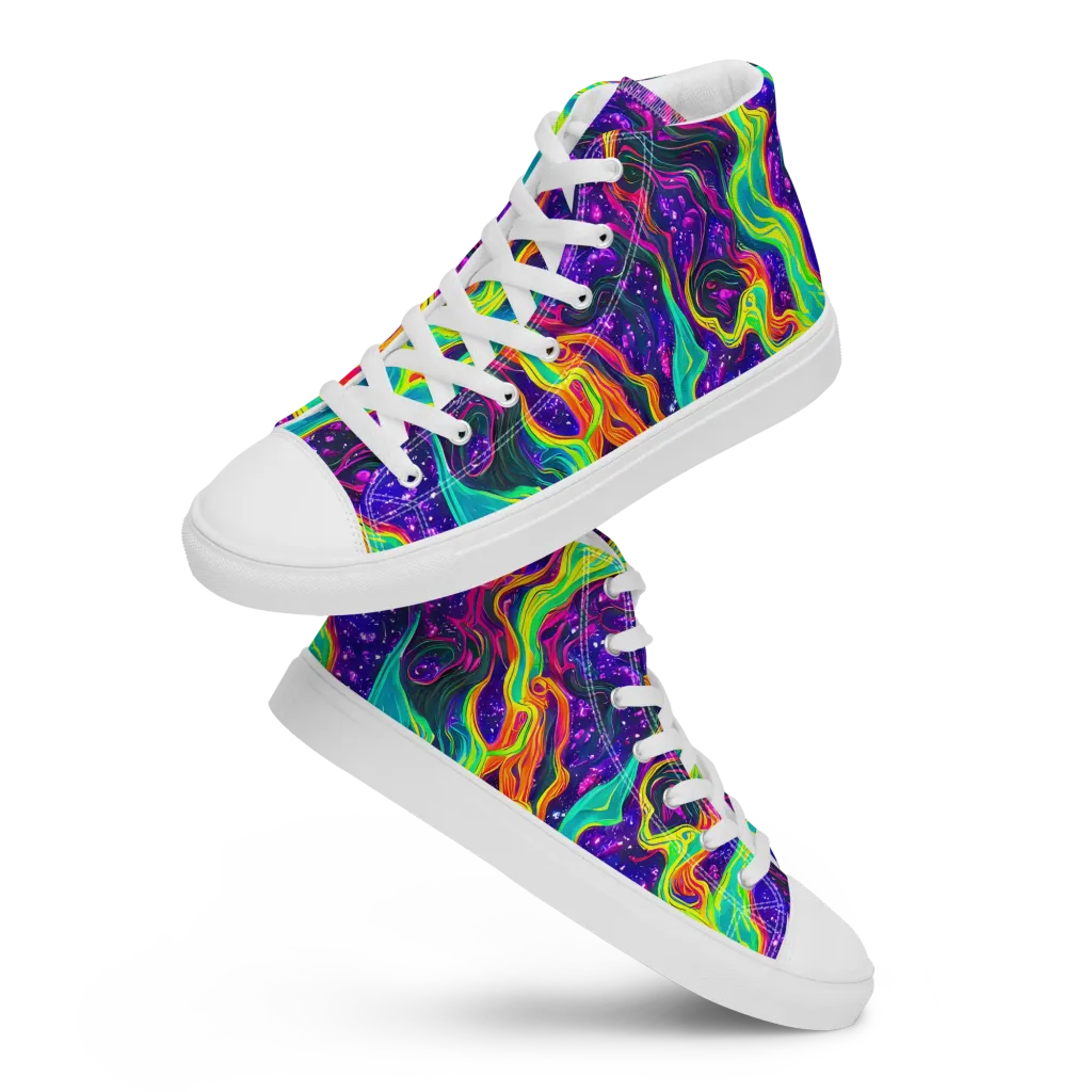 Infinite Ink on Men's High Top Canvas Shoes — Front