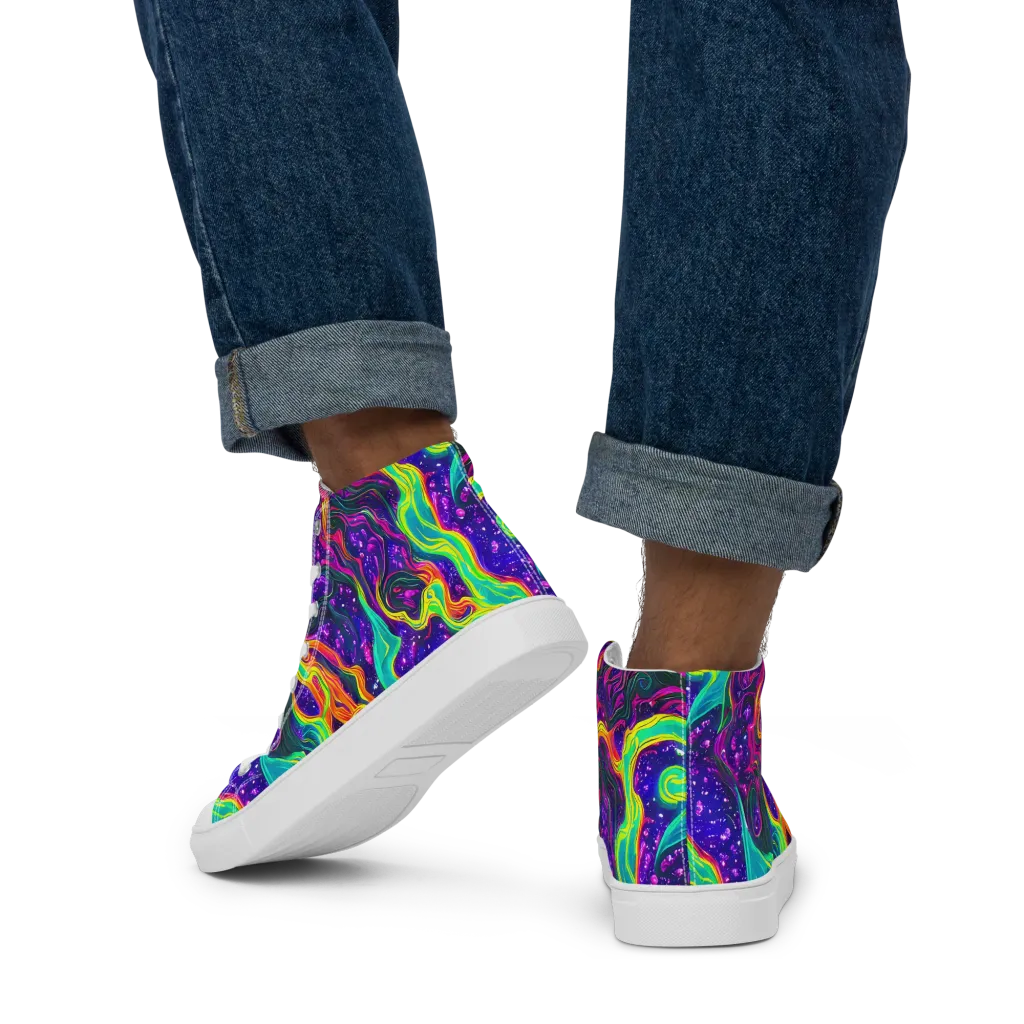 Infinite Ink on Men's High Top Canvas Shoes — Back