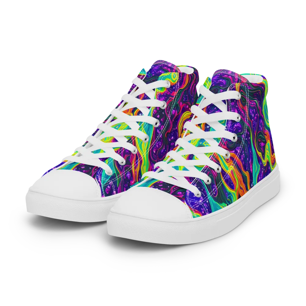 Infinite Ink on Women's High Top Canvas Shoes — Left Front