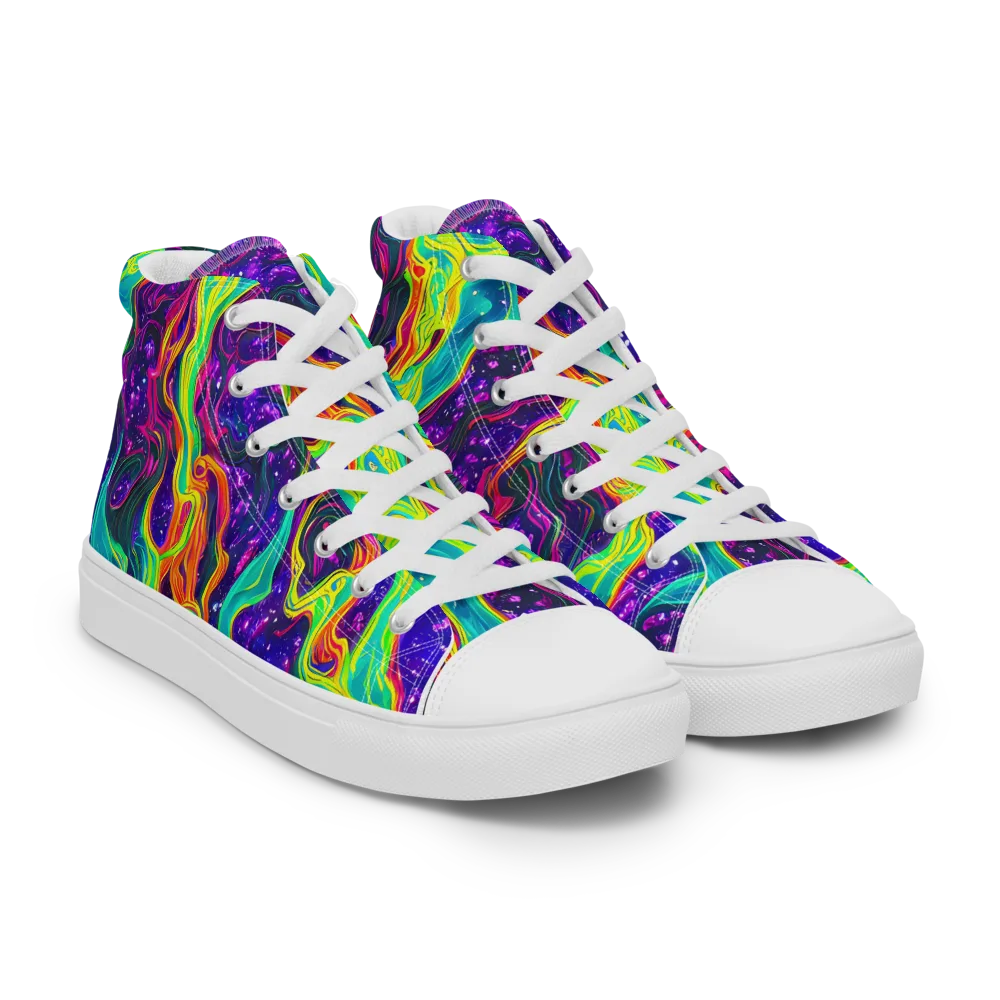 Infinite Ink on Women's High Top Canvas Shoes — Right Front