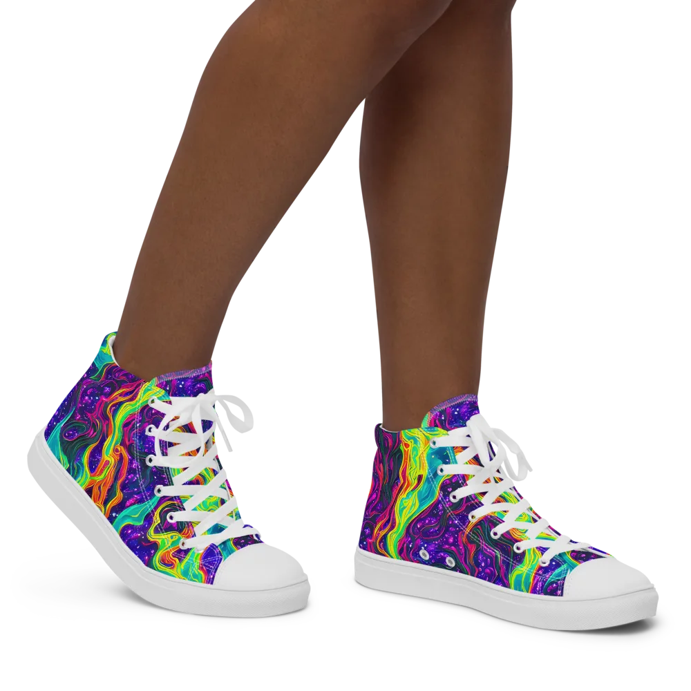 Infinite Ink on Women's High Top Canvas Shoes — Right