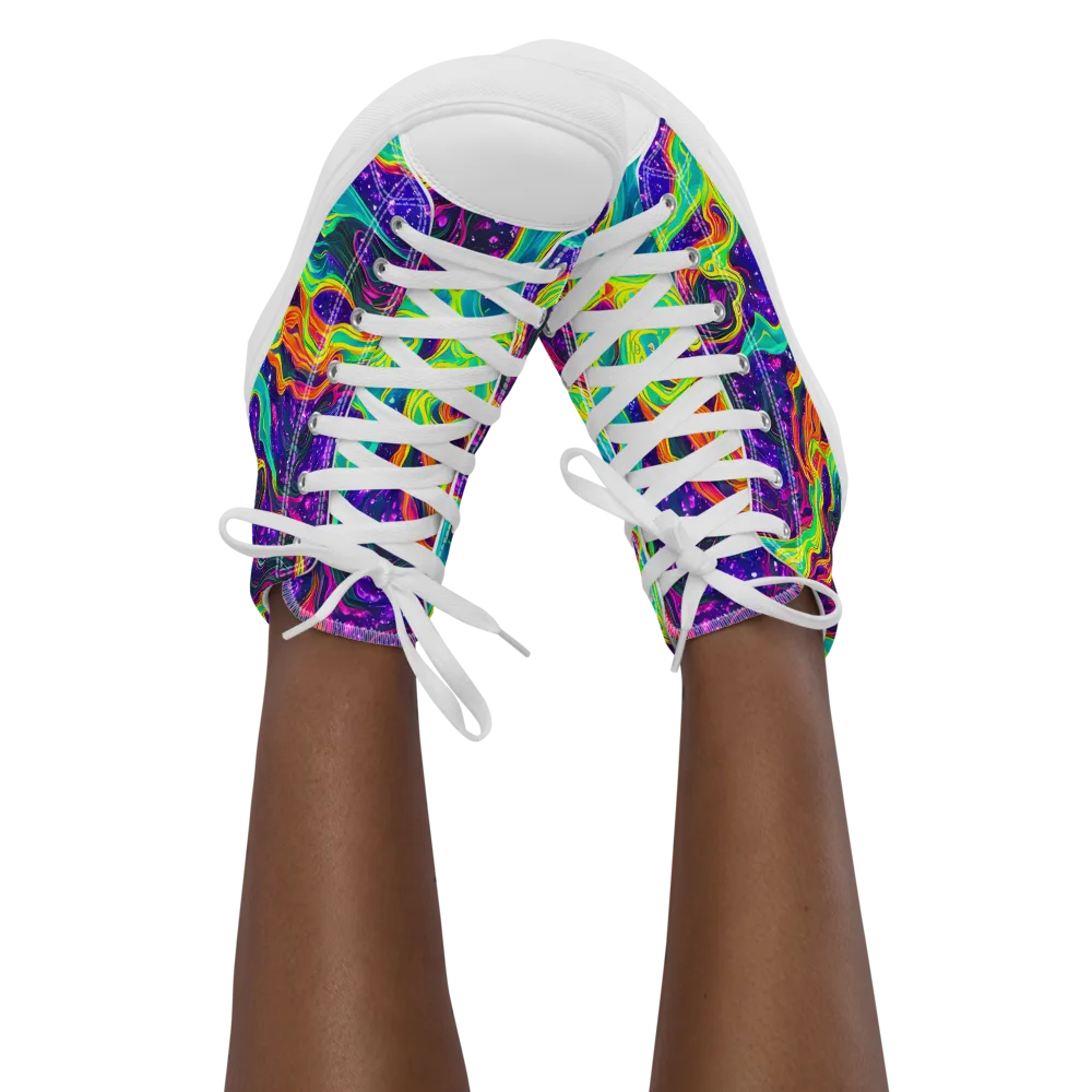 Infinite Ink on Women's High Top Canvas Shoes — Front