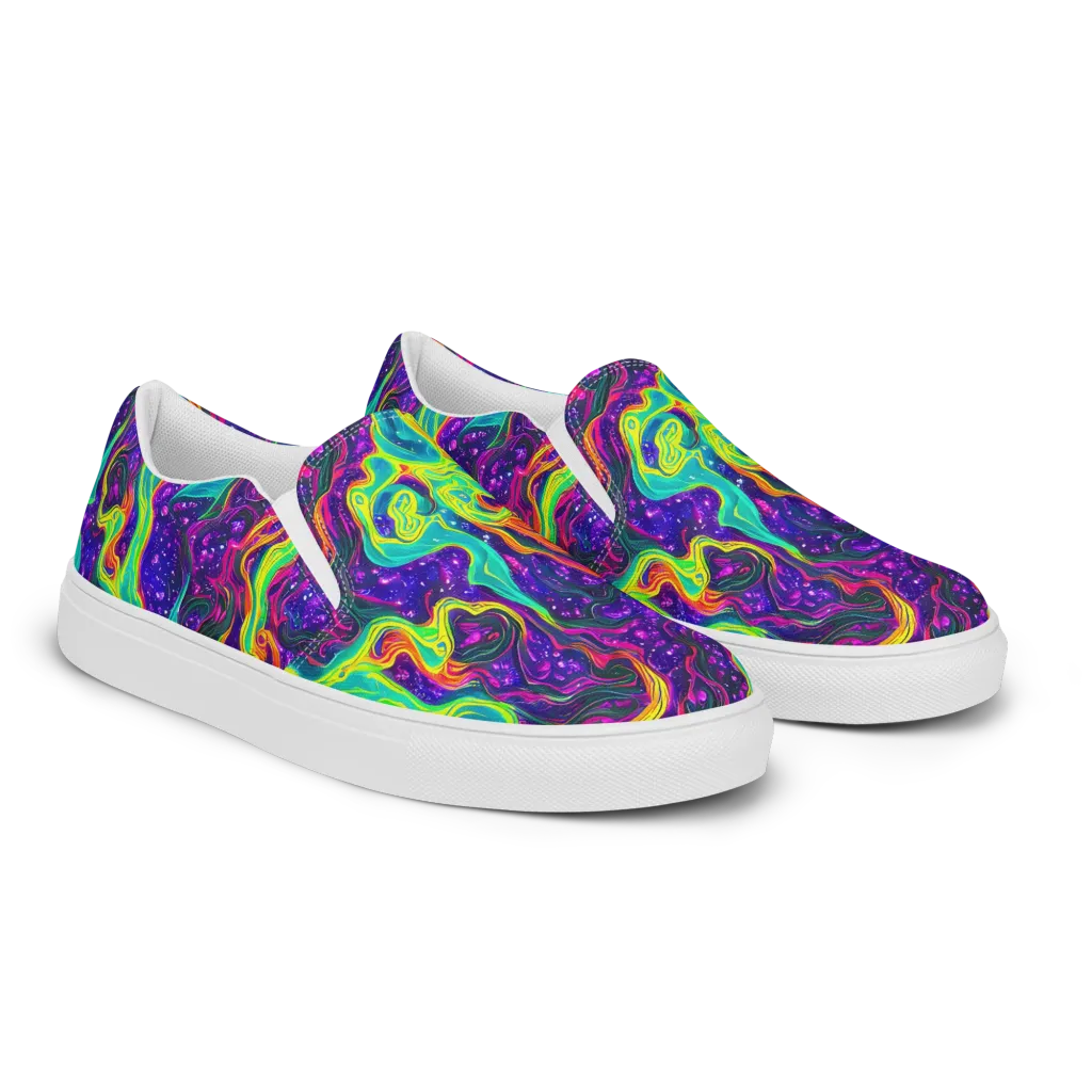 Infinite Ink on Men's Slip-On Canvas Shoes — Right Front