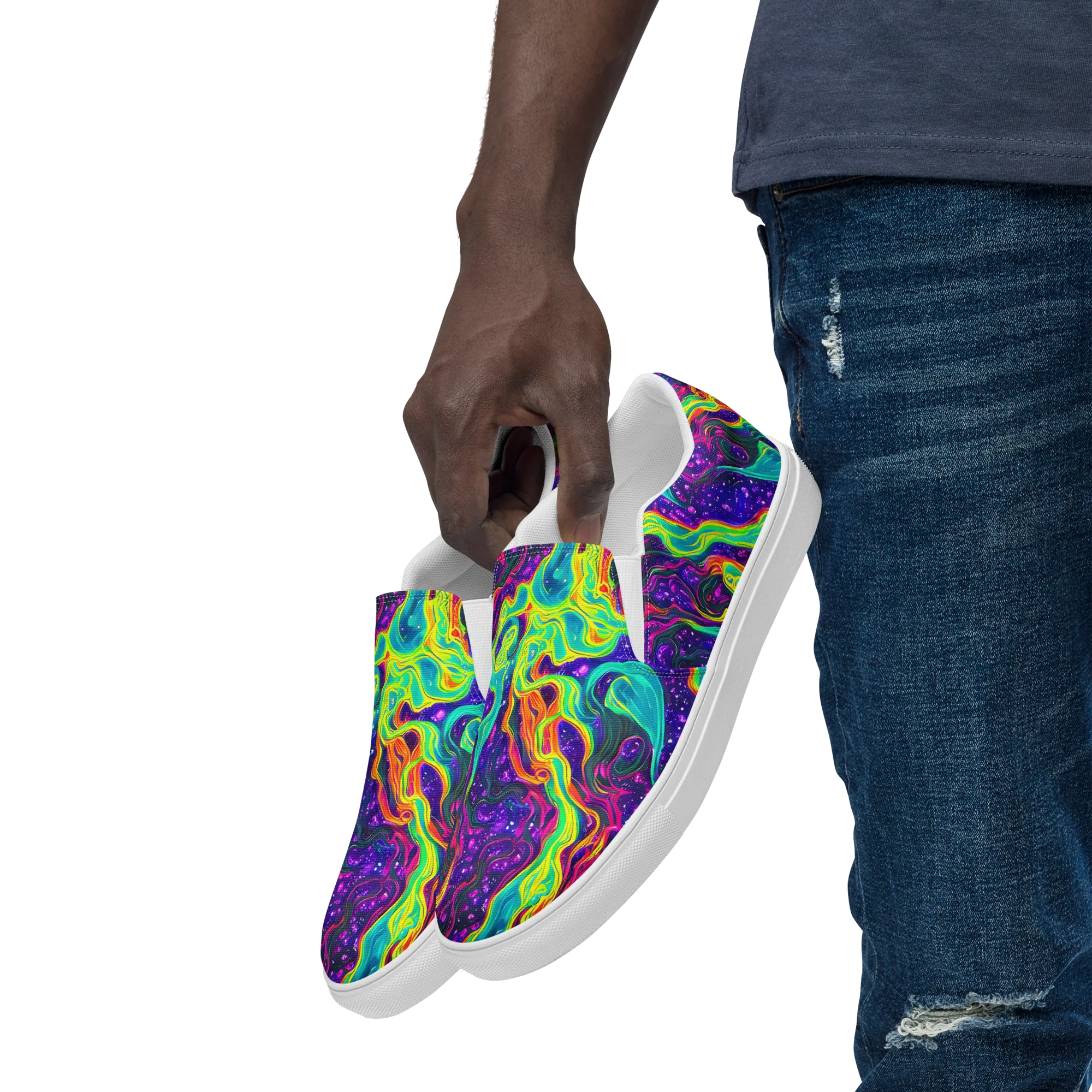 Infinite Ink on Men's Slip-On Canvas Shoes — Left Front