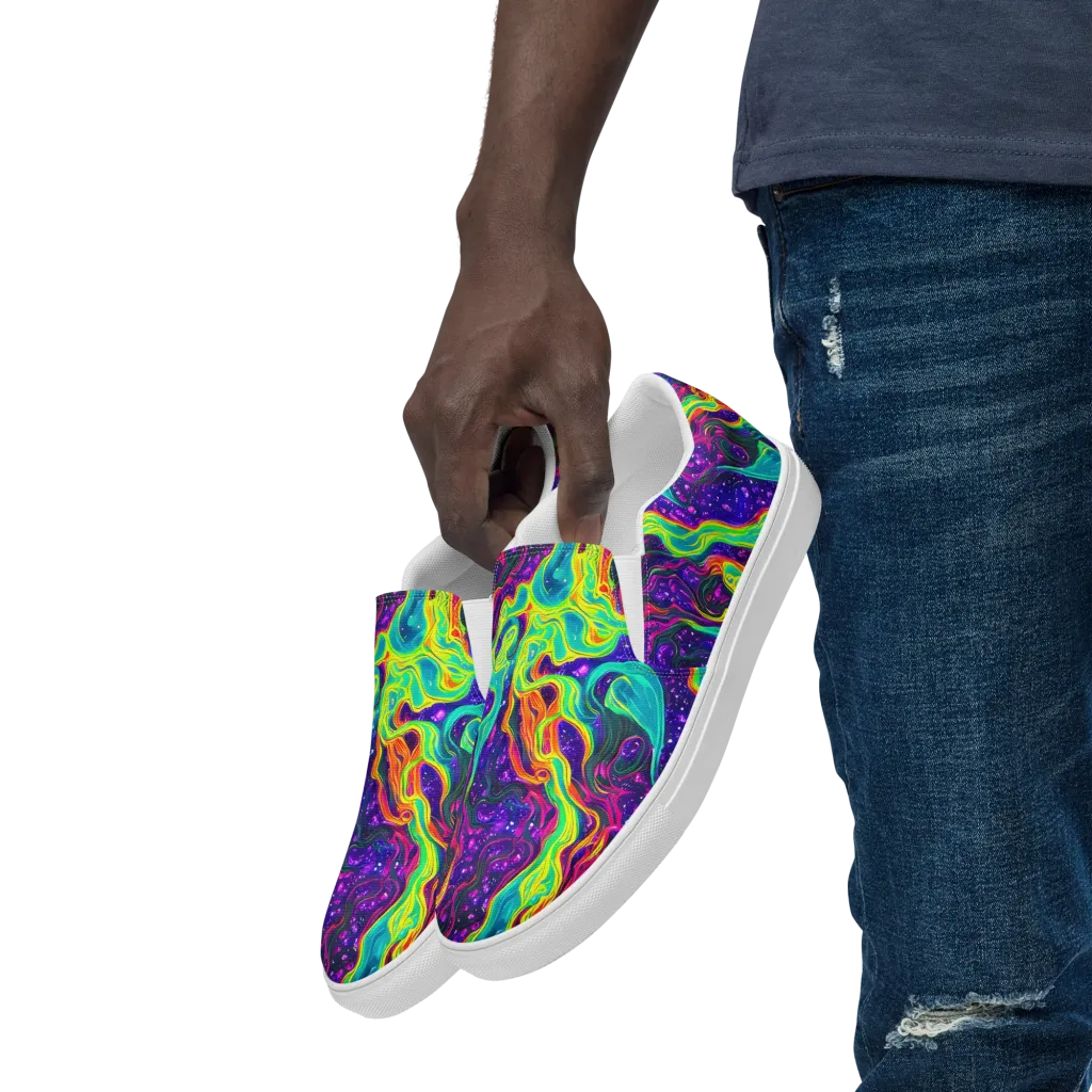 Infinite Ink on Men's Slip-On Canvas Shoes — Left Front