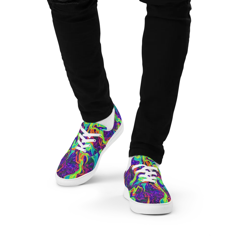 Infinite Ink on Men's Lace-Up Canvas Shoes — Front