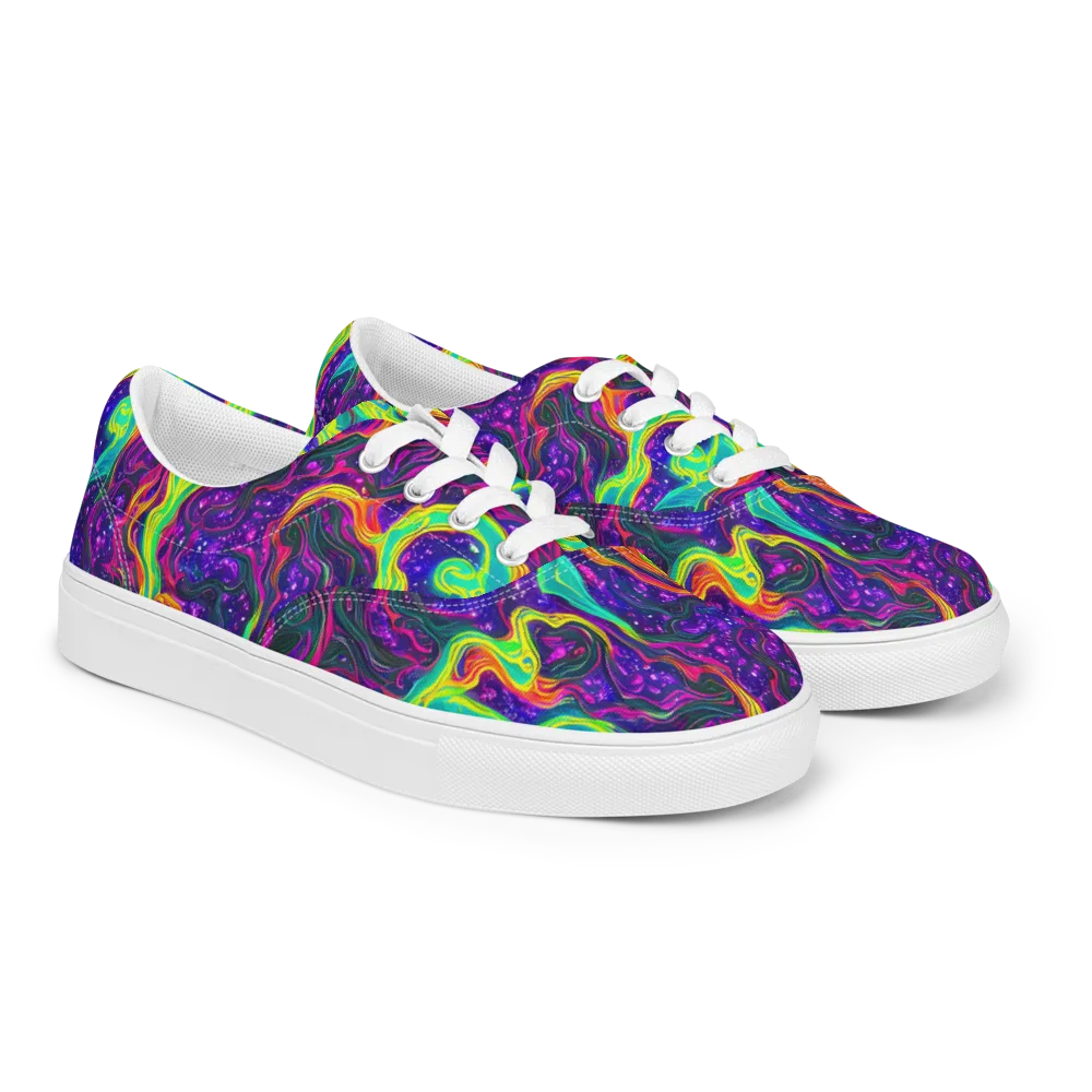 Infinite Ink on Men's Lace-Up Canvas Shoes — Right Front