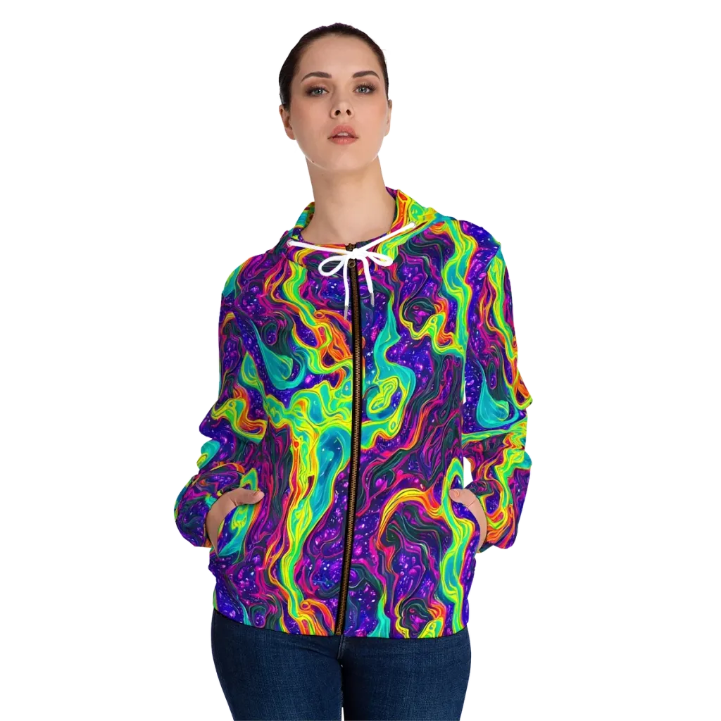 Infinite Ink on Women's Full-Zip Hoodie — Front On Person