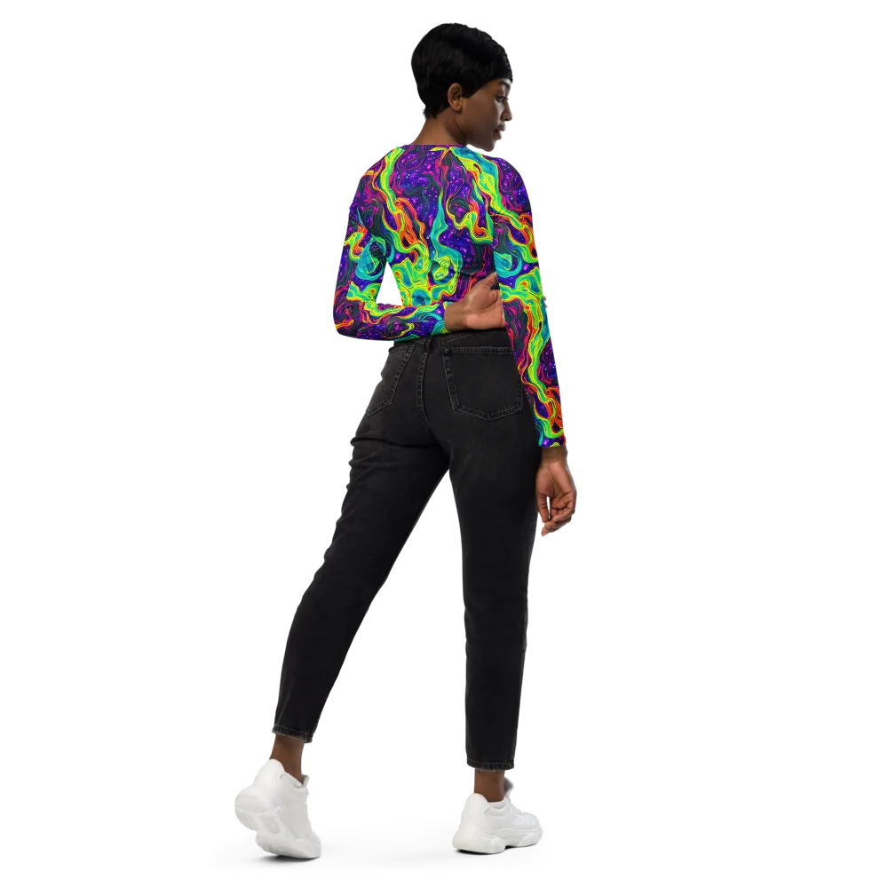 Infinite Ink on Long Sleeve Crop Top — Right Back