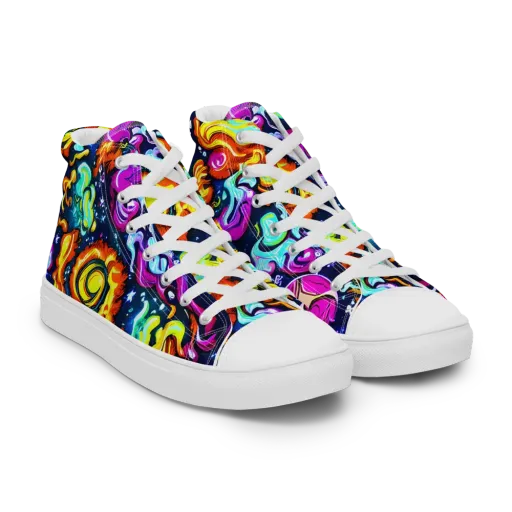 The Neon Dream on a Men's High Top Canvas Shoes