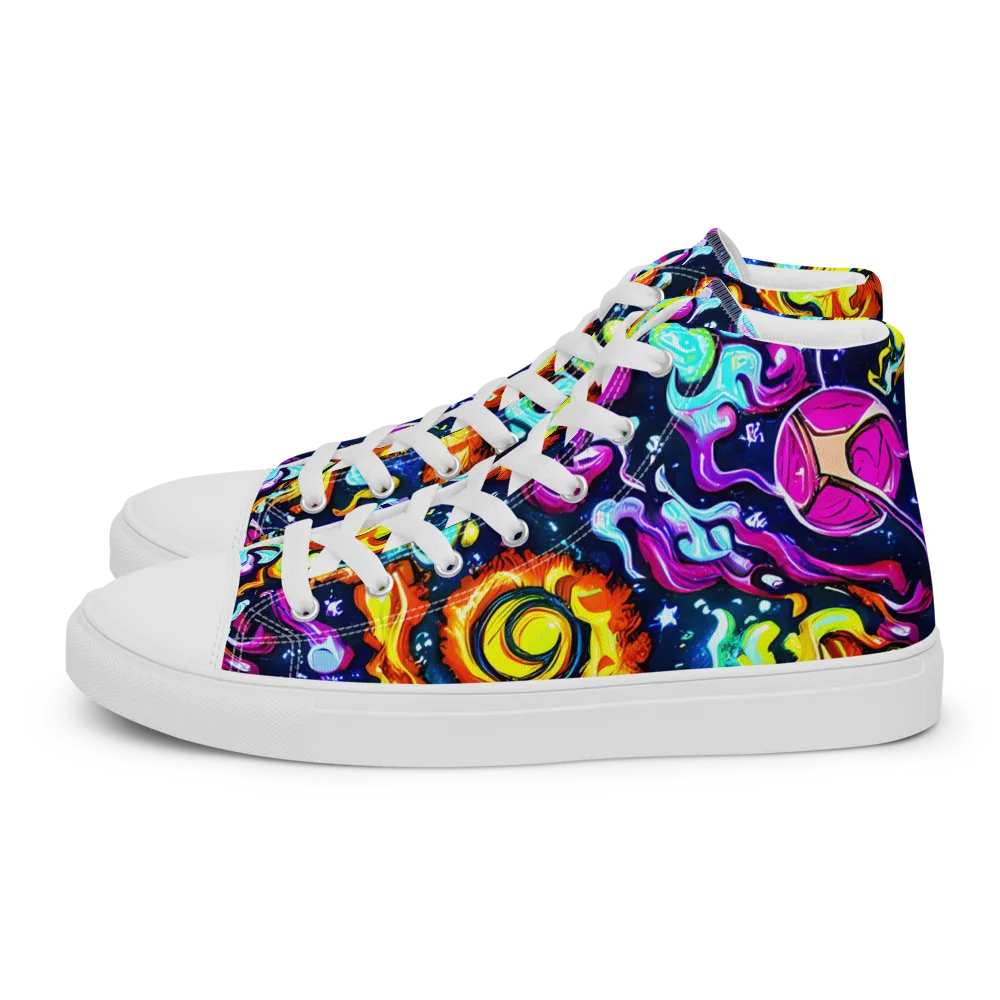The Neon Dream on Men's High Top Canvas Shoes — Left