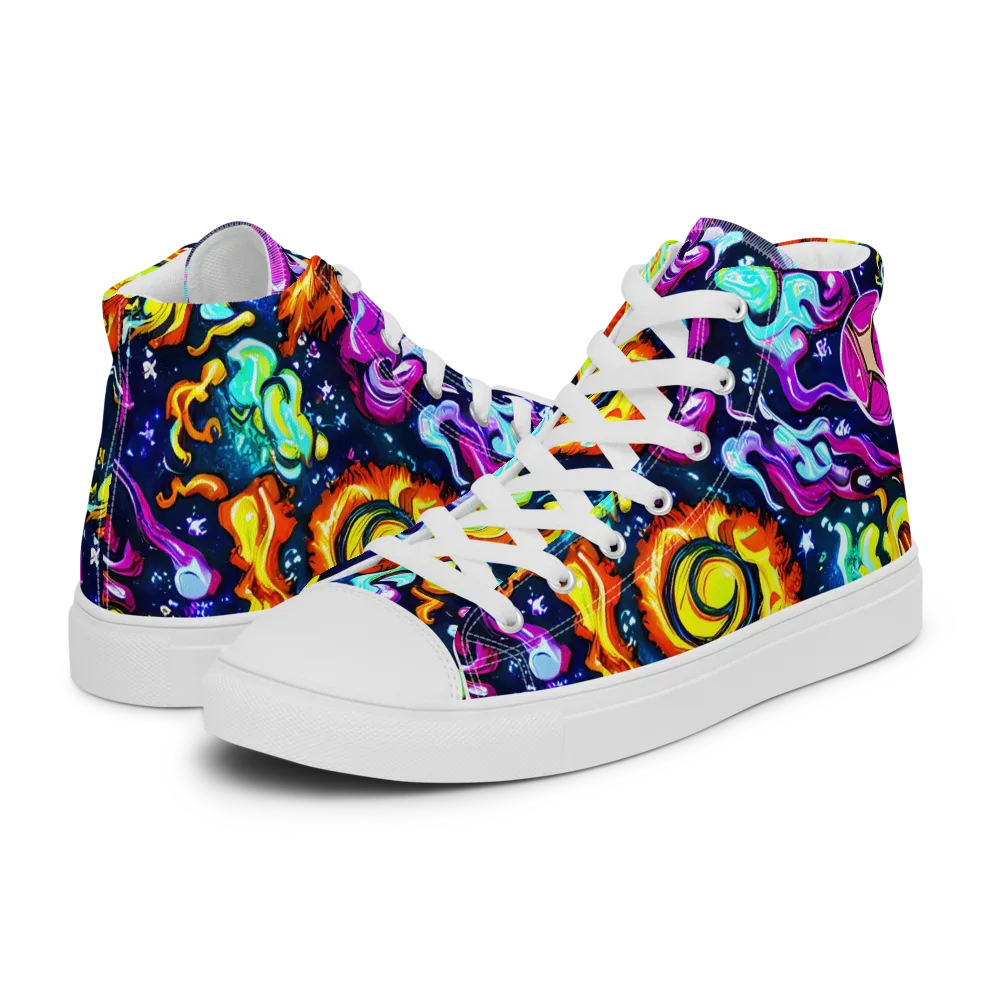 The Neon Dream on Men's High Top Canvas Shoes — Left