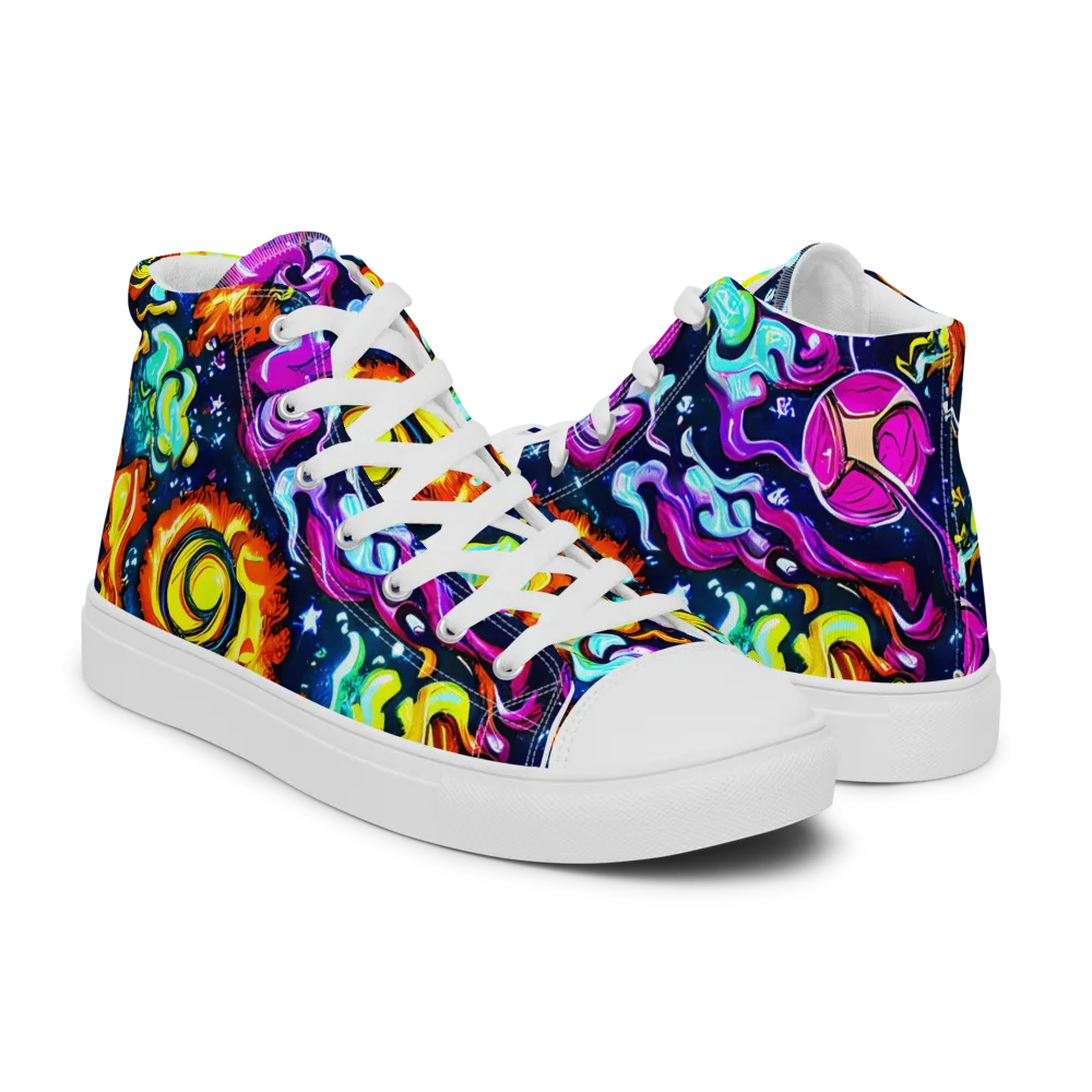 The Neon Dream on Men's High Top Canvas Shoes — Right