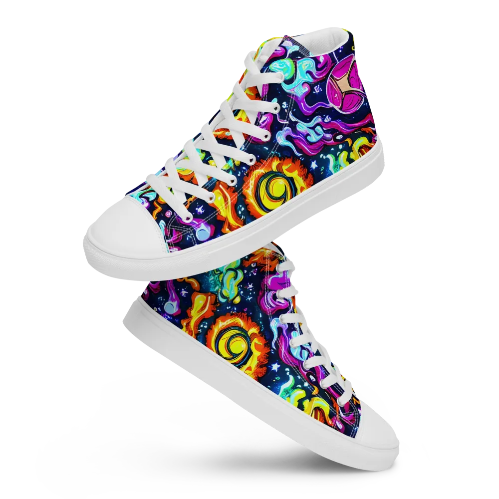 The Neon Dream on Men's High Top Canvas Shoes — Front