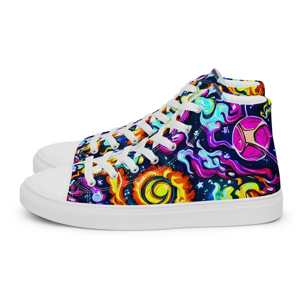 The Neon Dream on Women's High Top Canvas Shoes — Left