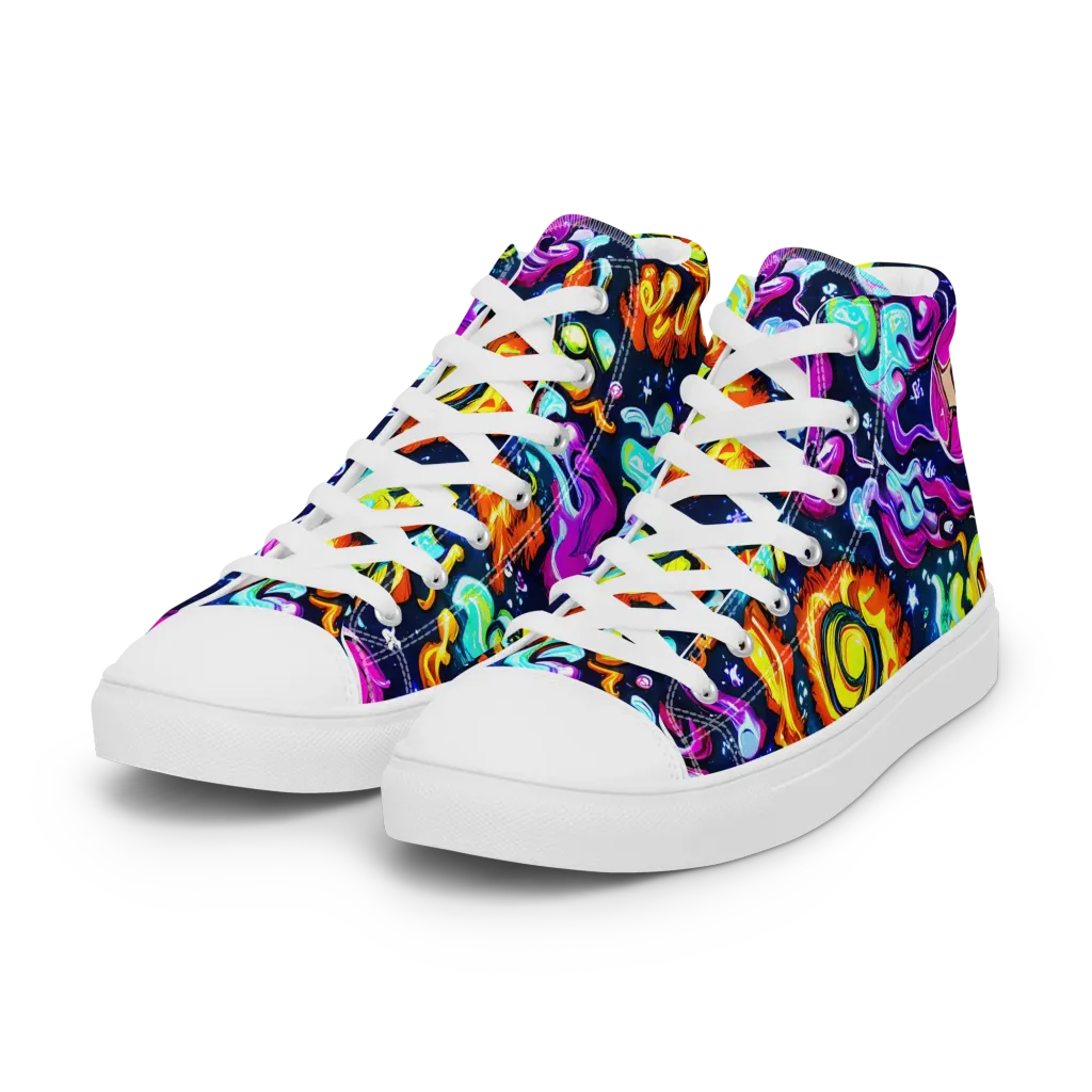 The Neon Dream on Women's High Top Canvas Shoes — Left Front