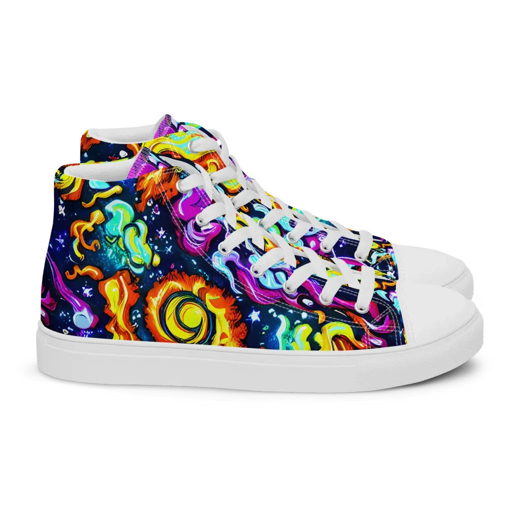The Neon Dream on Women's High Top Canvas Shoes — Right
