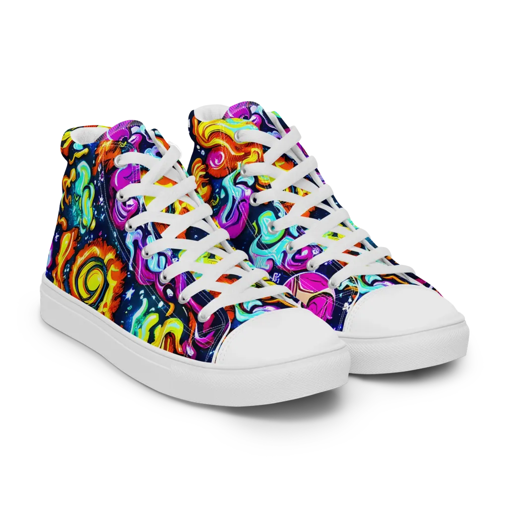 The Neon Dream on Women's High Top Canvas Shoes — Right Front