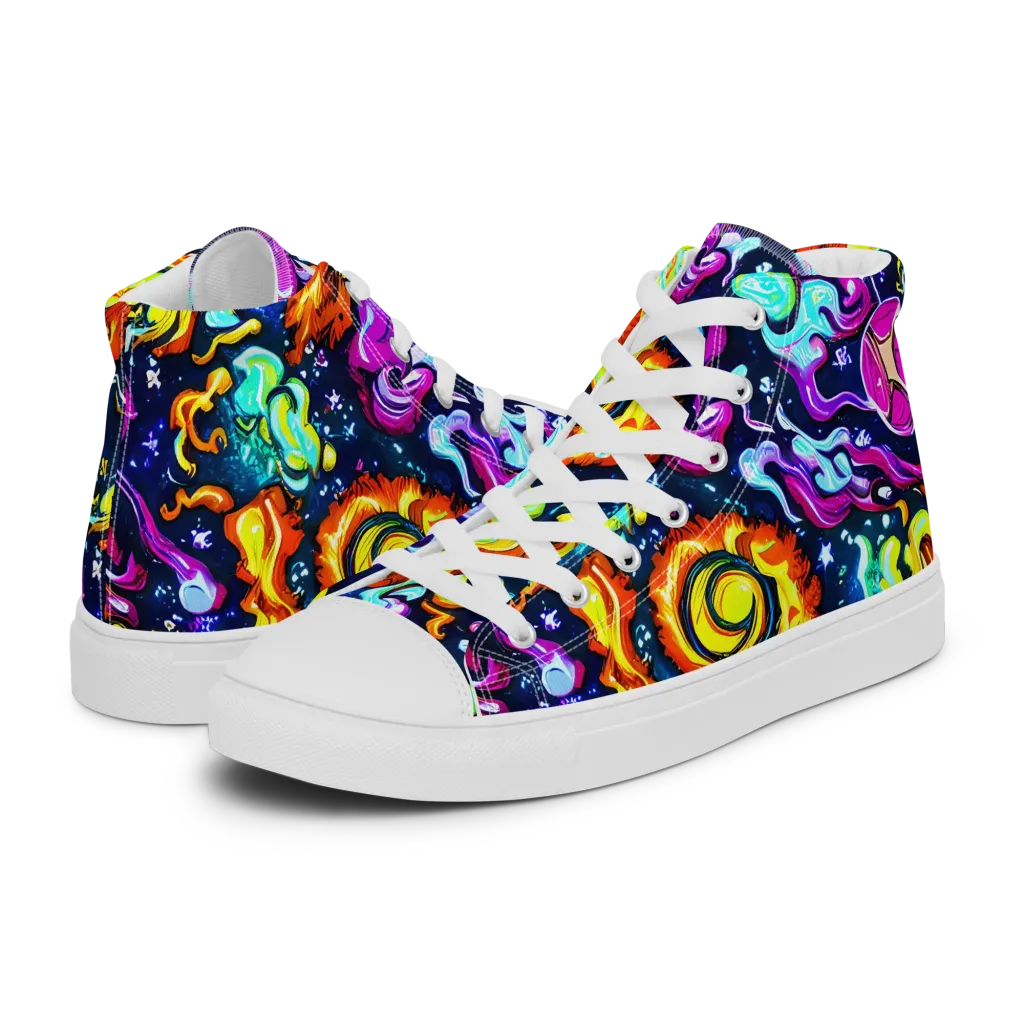 The Neon Dream on Women's High Top Canvas Shoes — Left