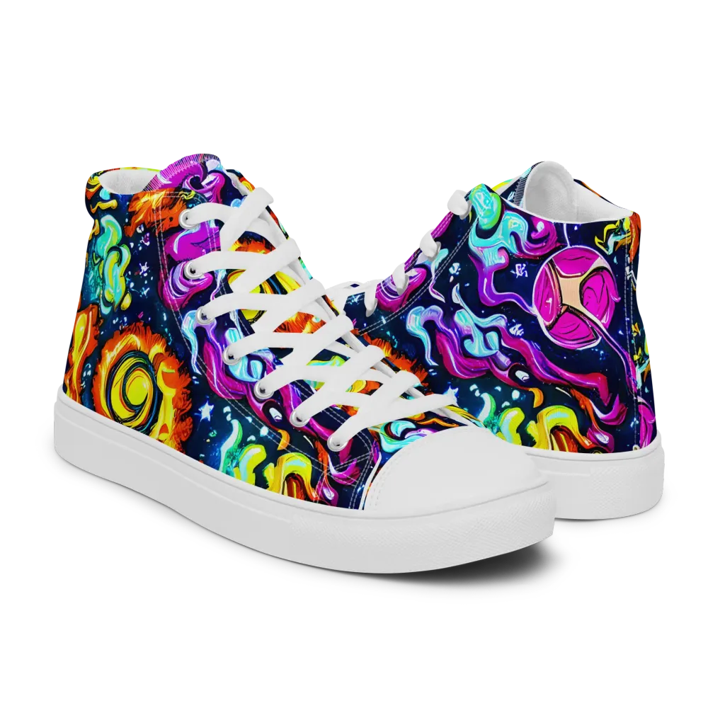 The Neon Dream on Women's High Top Canvas Shoes — Right