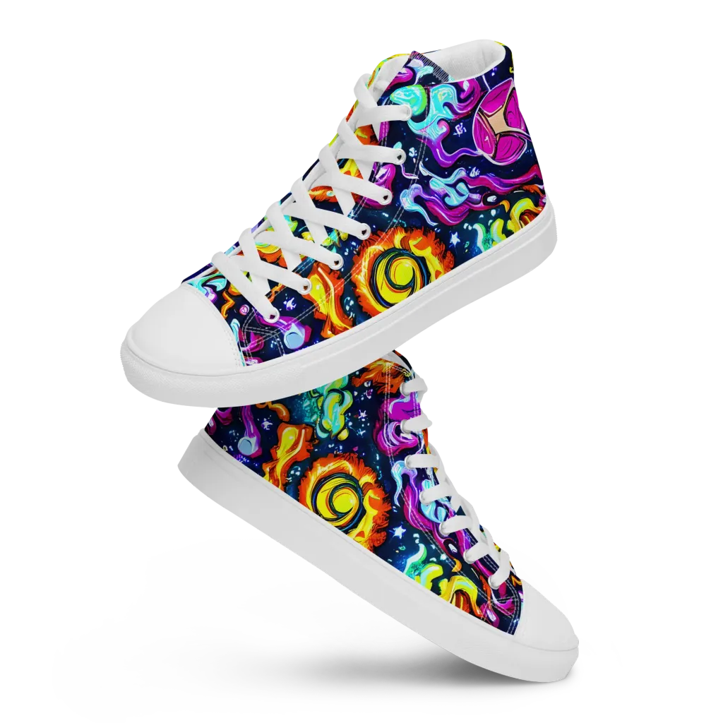 The Neon Dream on Women's High Top Canvas Shoes — Front