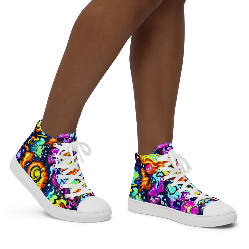 The Neon Dream on Women's High Top Canvas Shoes — Right